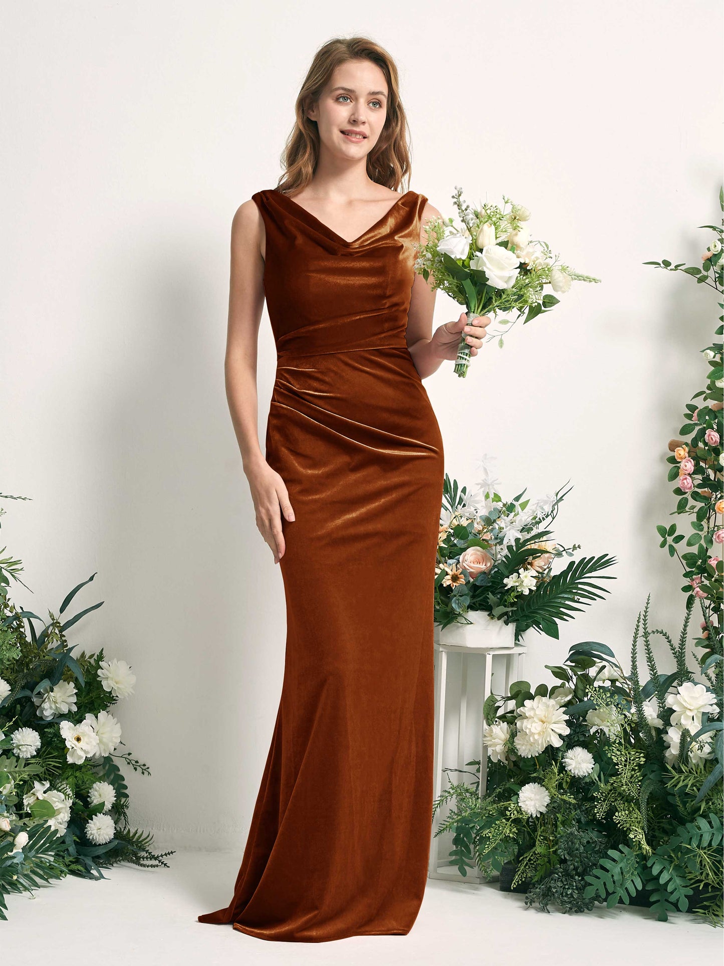 Pearl Burant Orange Velvet Sleeveless Maxi Dress