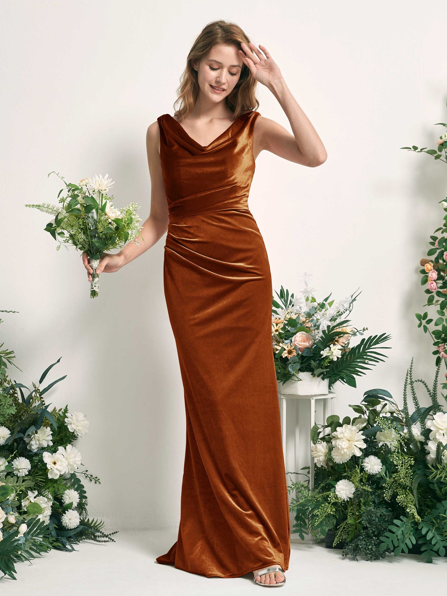 Pearl Burant Orange Velvet Sleeveless Maxi Dress