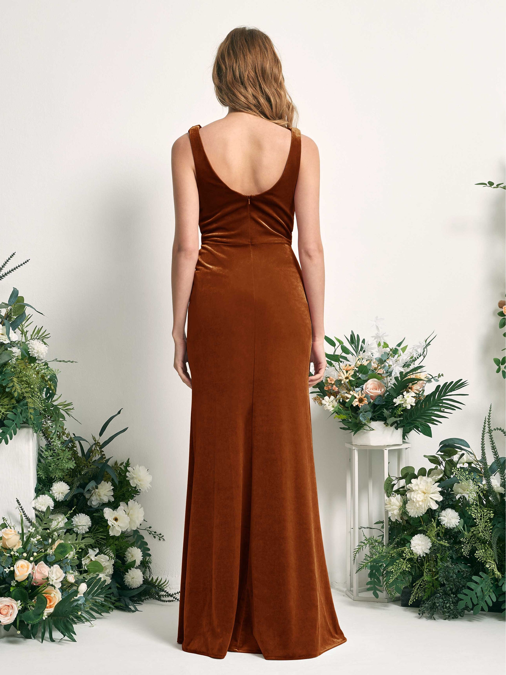 Pearl Burant Orange Velvet Sleeveless Maxi Dress