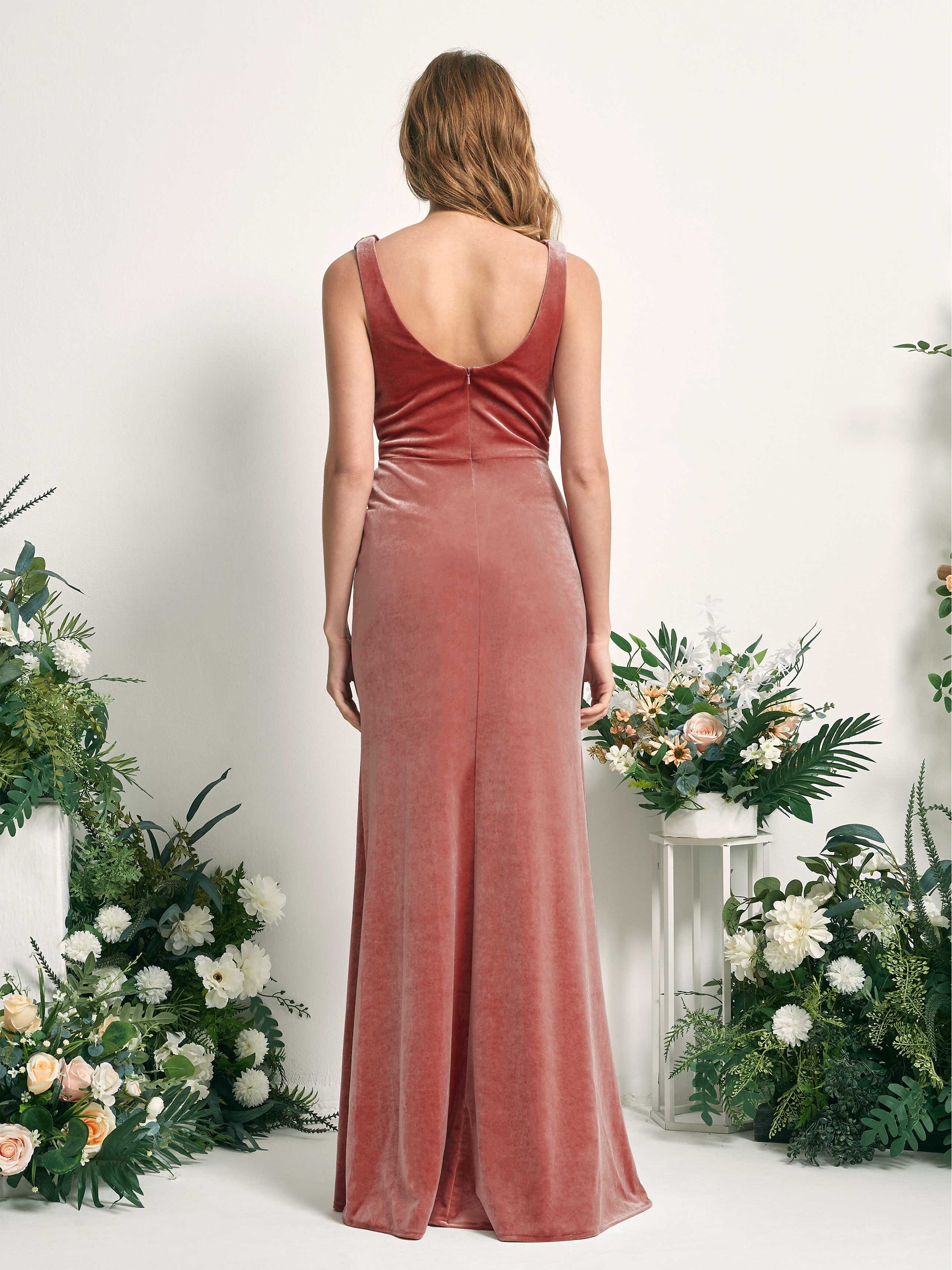 Pearl Dusty Rose Velvet Sleeveless Maxi Dress