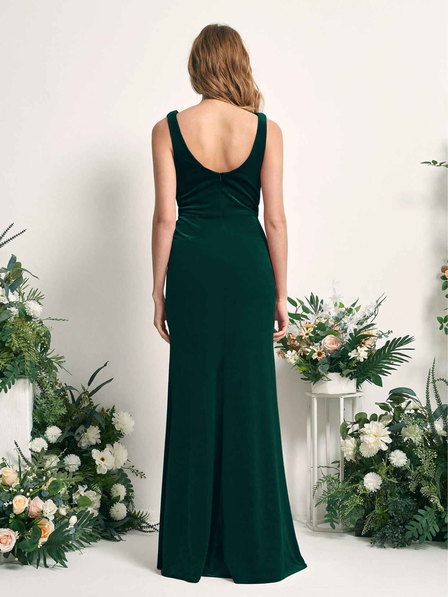 Pearl Hunter Green Velvet Sleeveless Maxi Dress