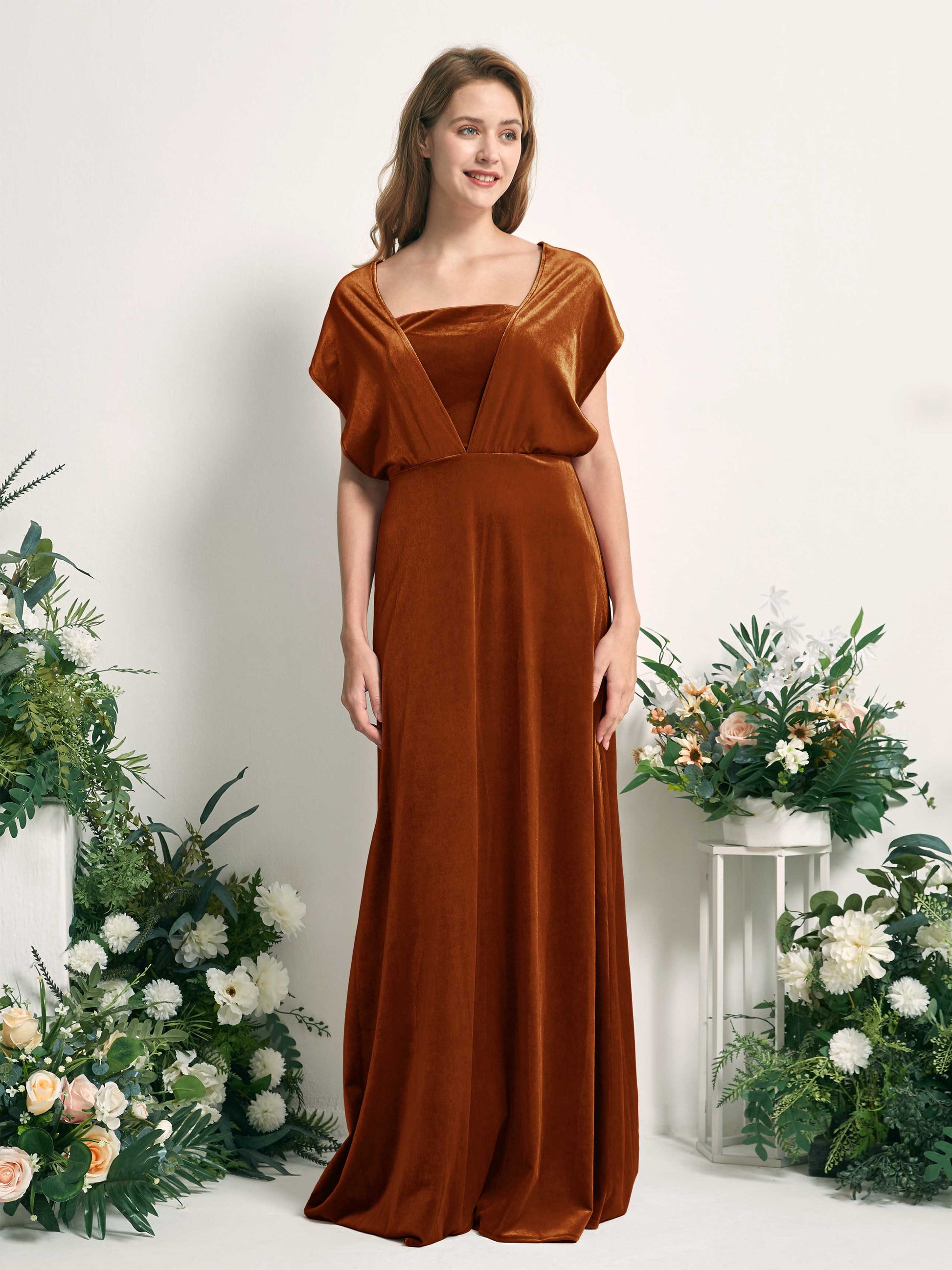 Prima Burant Orange Velvet Sleeveless Maxi Dress