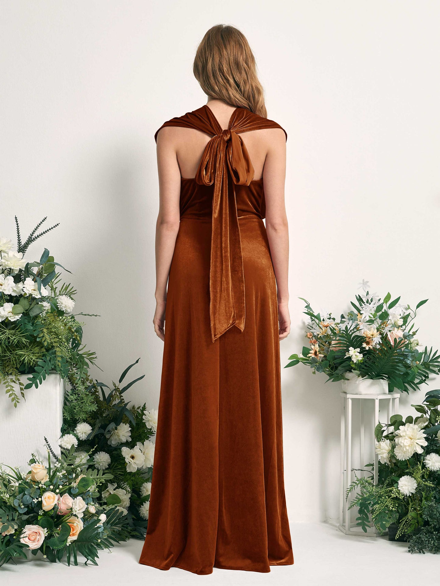 Prima Burant Orange Velvet Sleeveless Maxi Dress