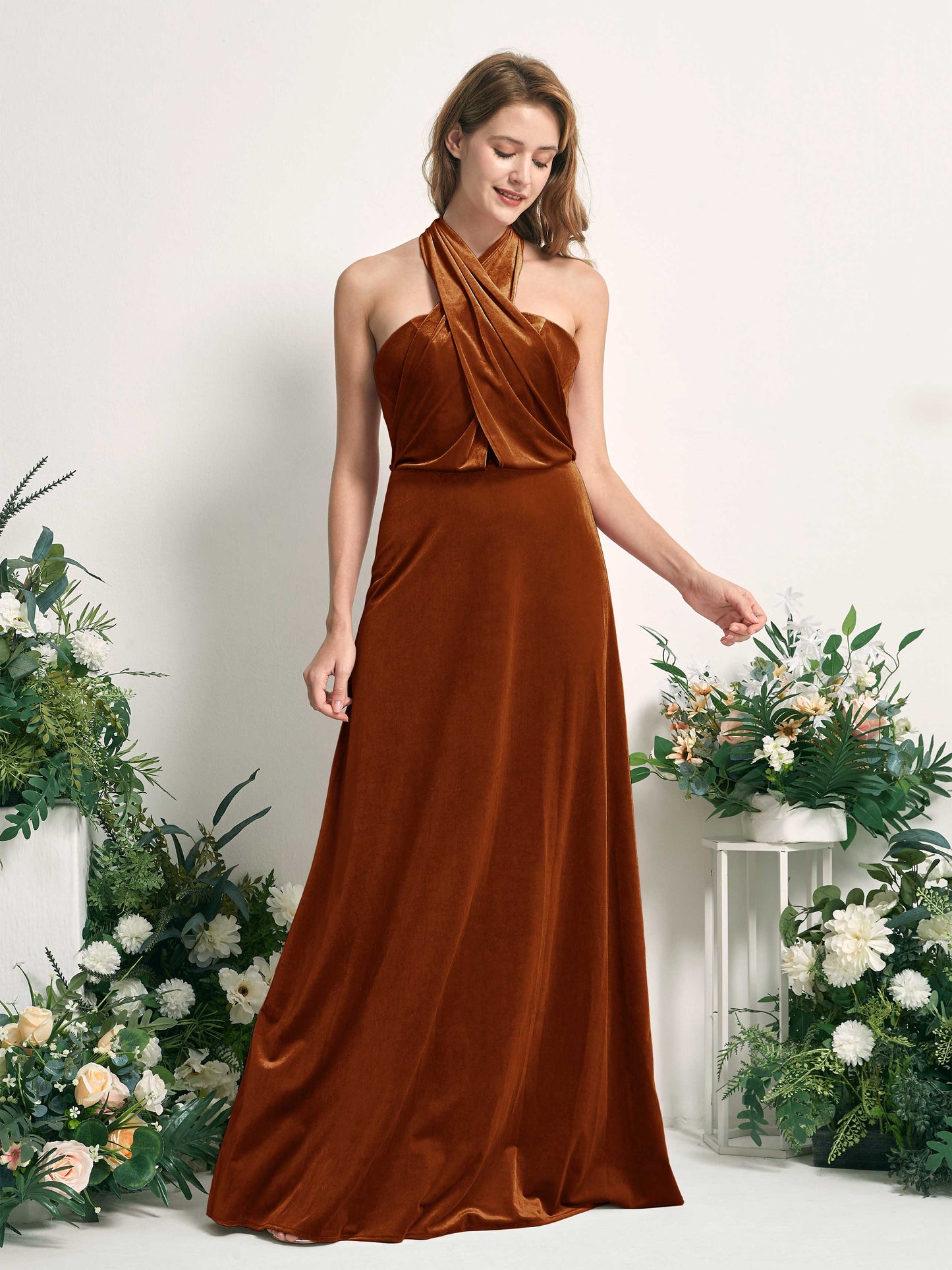 Prima Burant Orange Velvet Sleeveless Maxi Dress