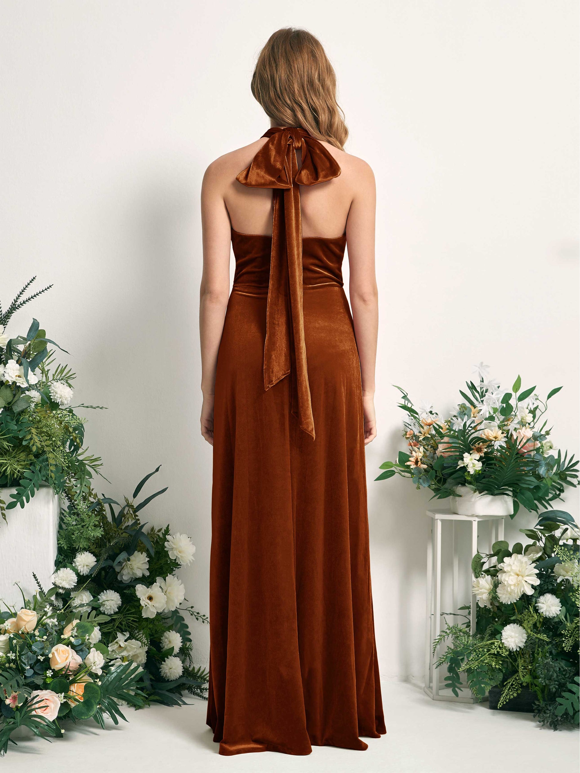 Prima Burant Orange Velvet Sleeveless Maxi Dress