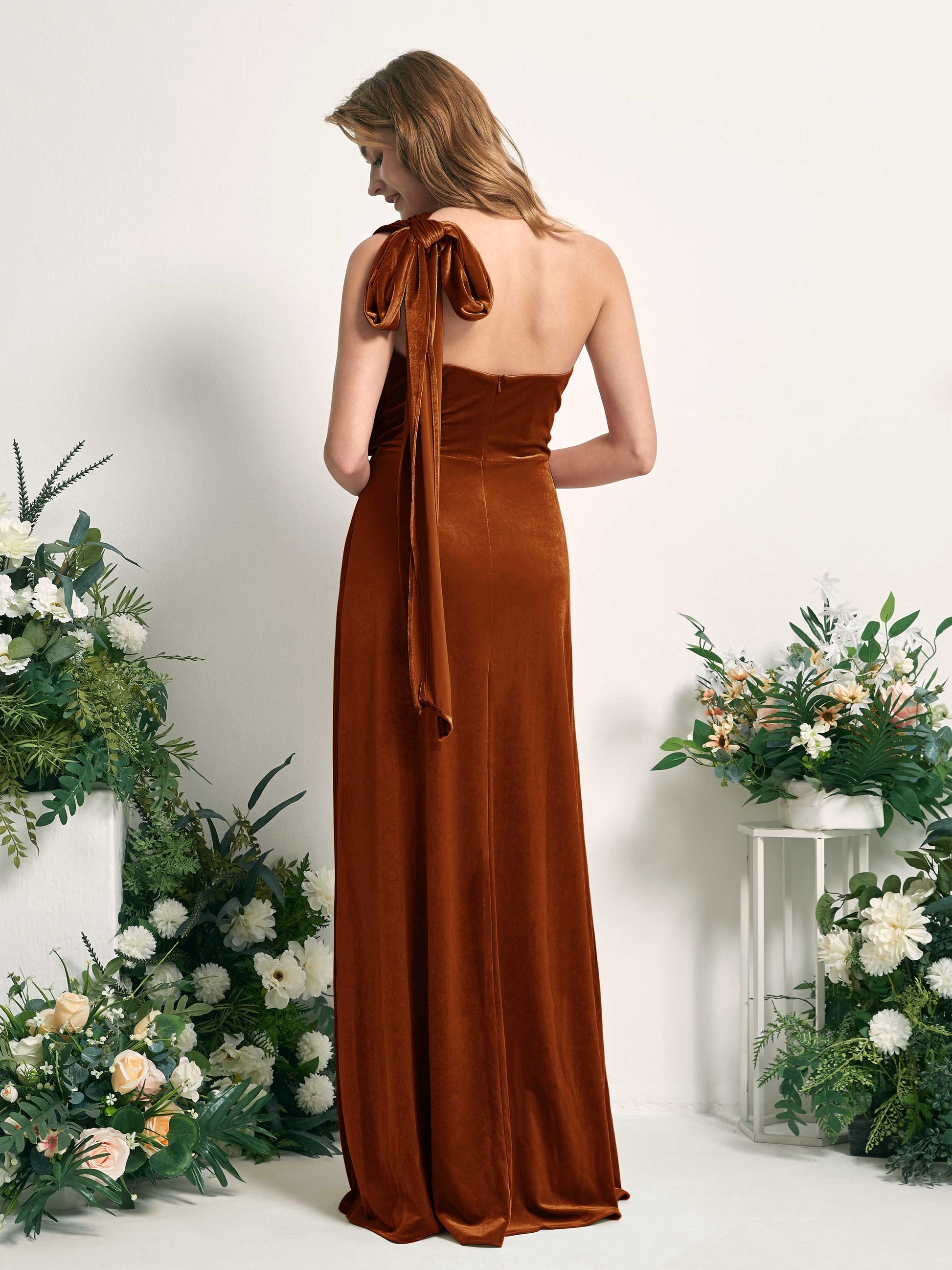 Prima Burant Orange Velvet Sleeveless Maxi Dress