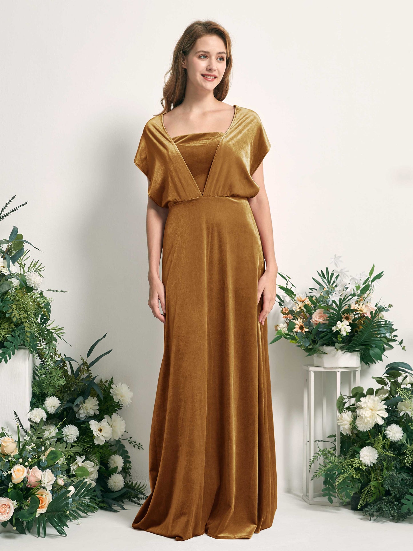 Prima Burnished Gold Velvet Sleeveless Maxi Dress