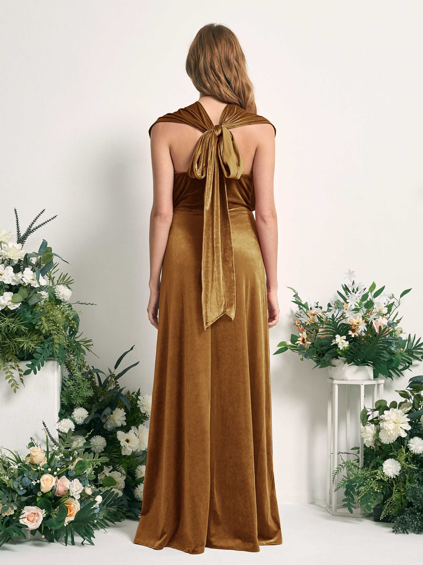 Prima Burnished Gold Velvet Sleeveless Maxi Dress