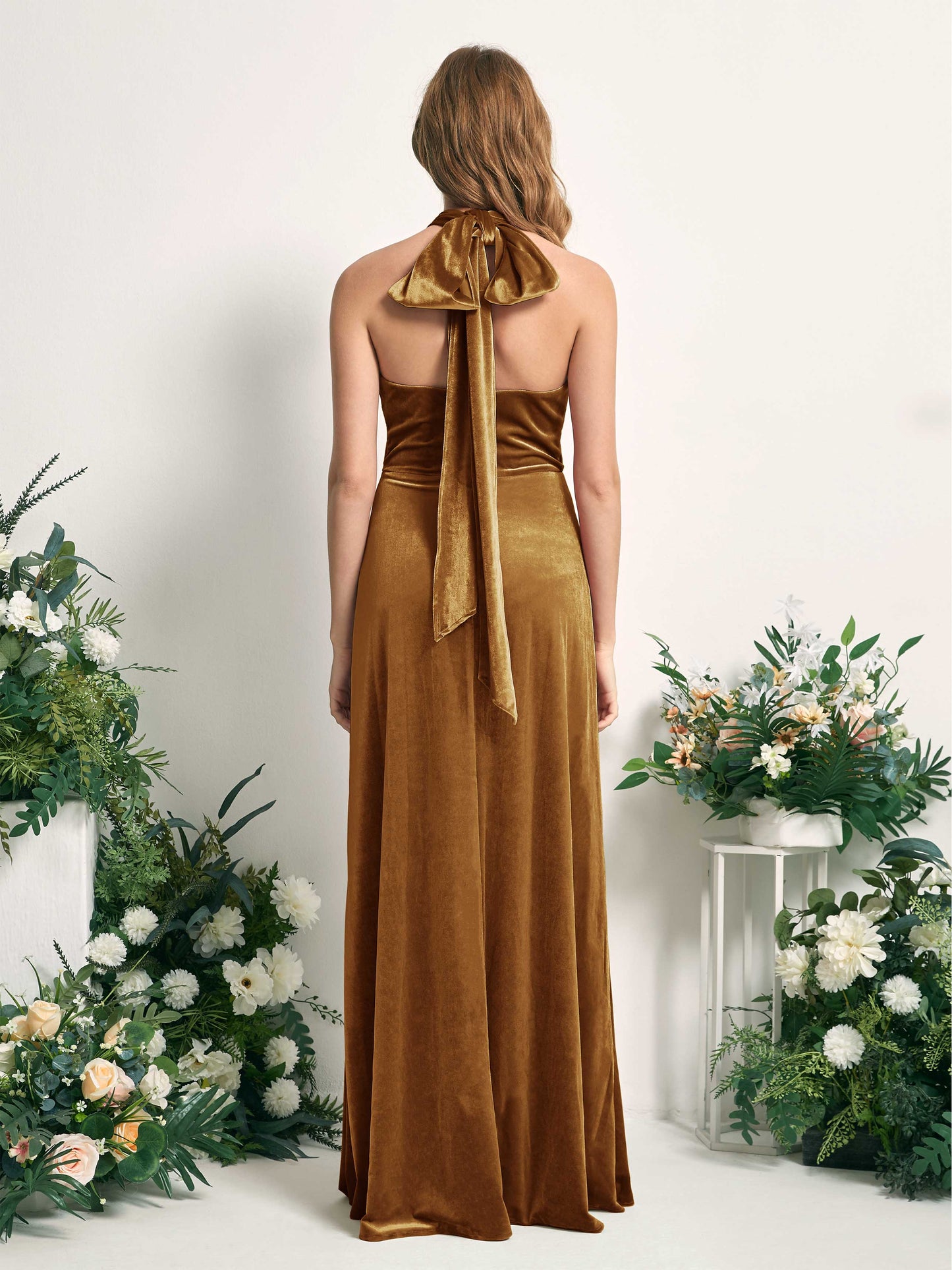 Prima Burnished Gold Velvet Sleeveless Maxi Dress