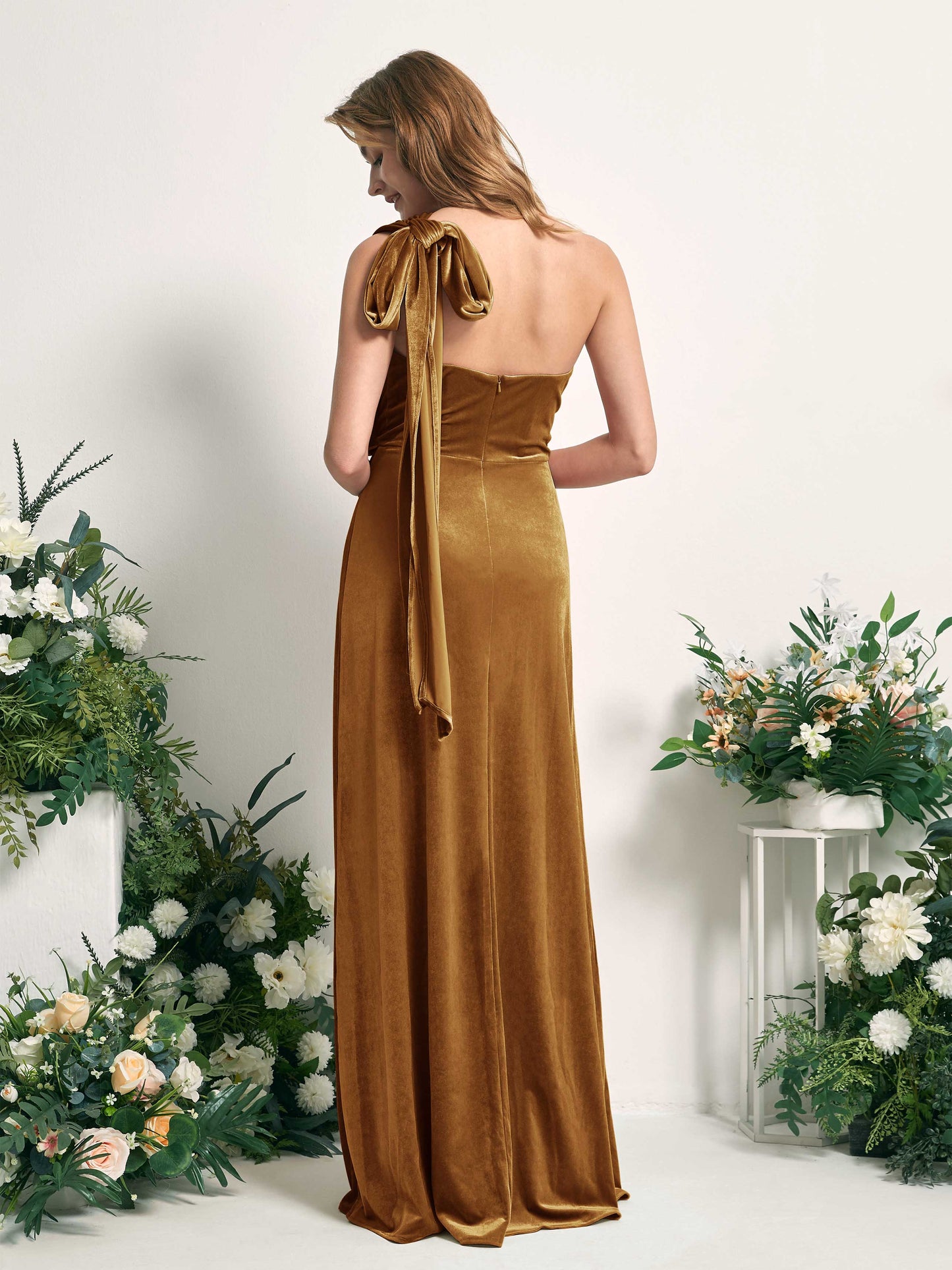 Prima Burnished Gold Velvet Sleeveless Maxi Dress