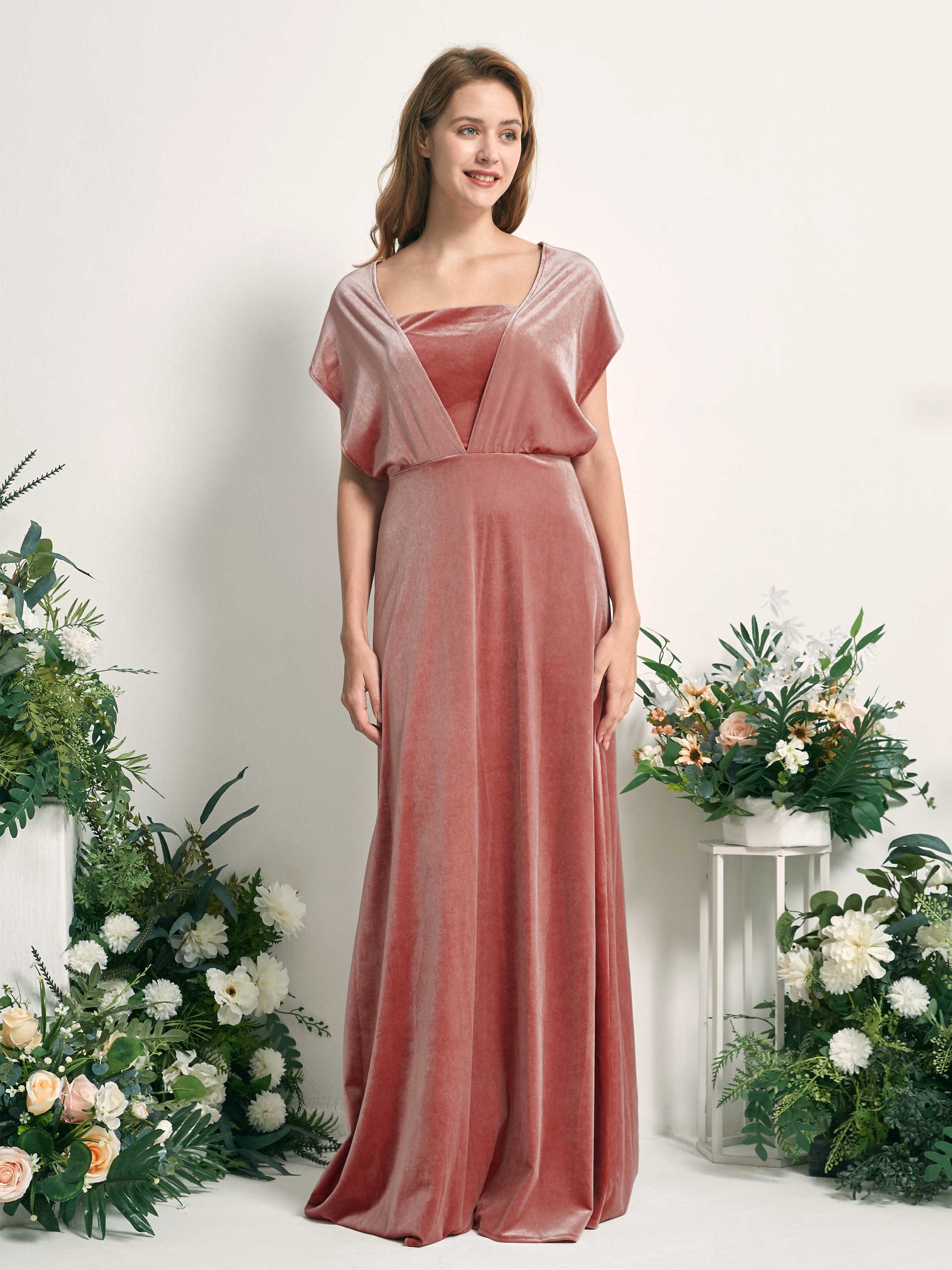 Prima Dusty Rose Velvet Sleeveless Maxi Dress