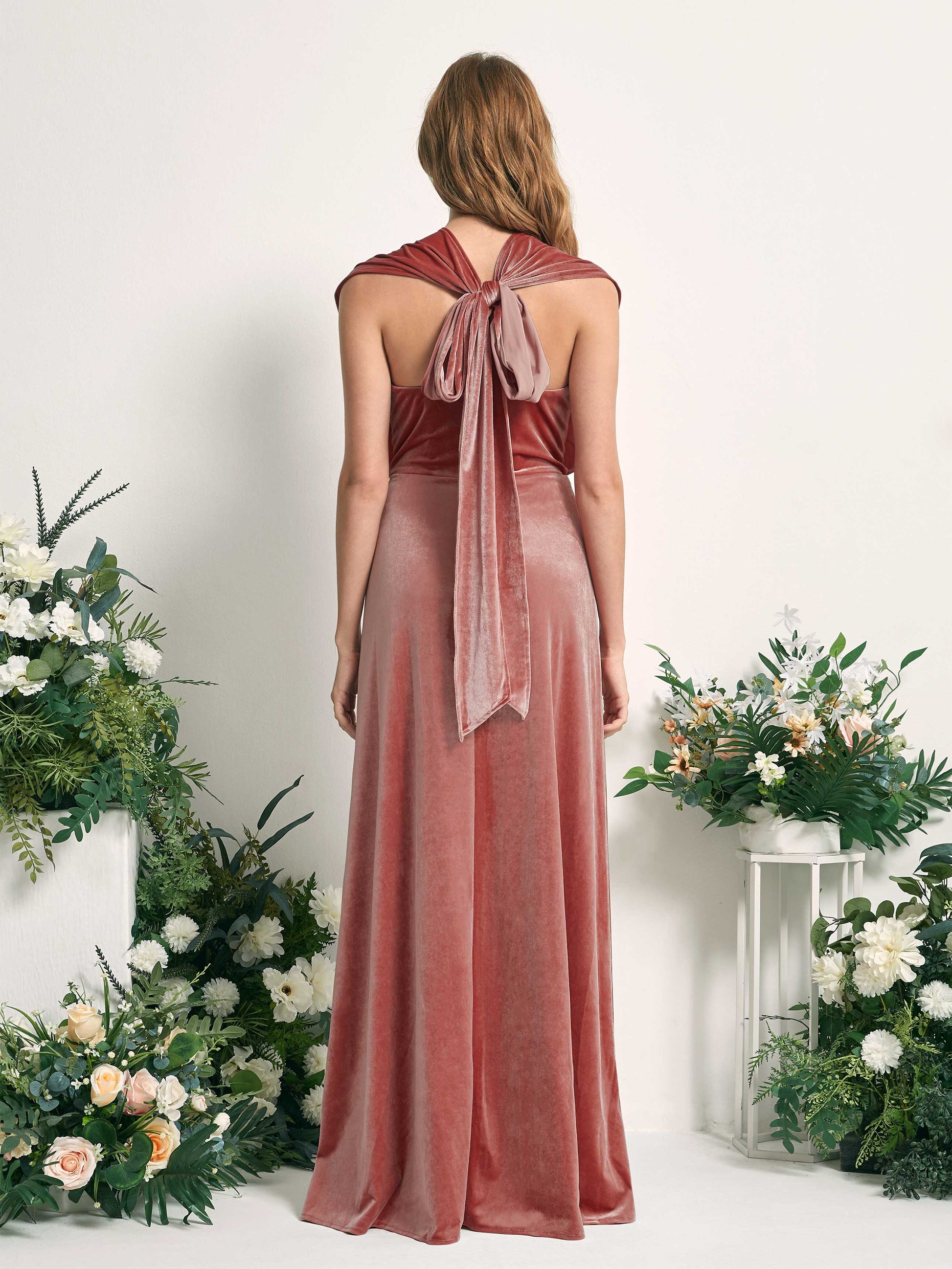 Prima Dusty Rose Velvet Sleeveless Maxi Dress