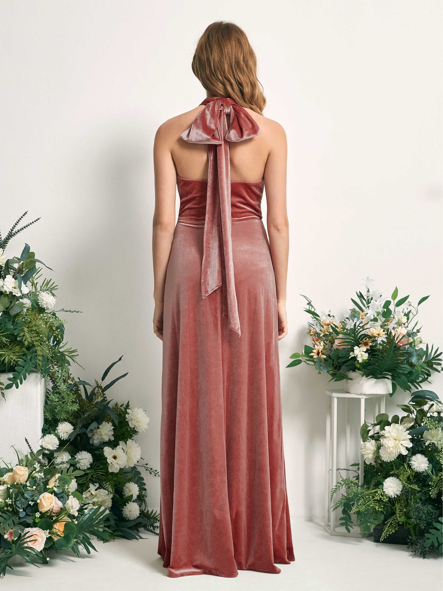 Prima Dusty Rose Velvet Sleeveless Maxi Dress