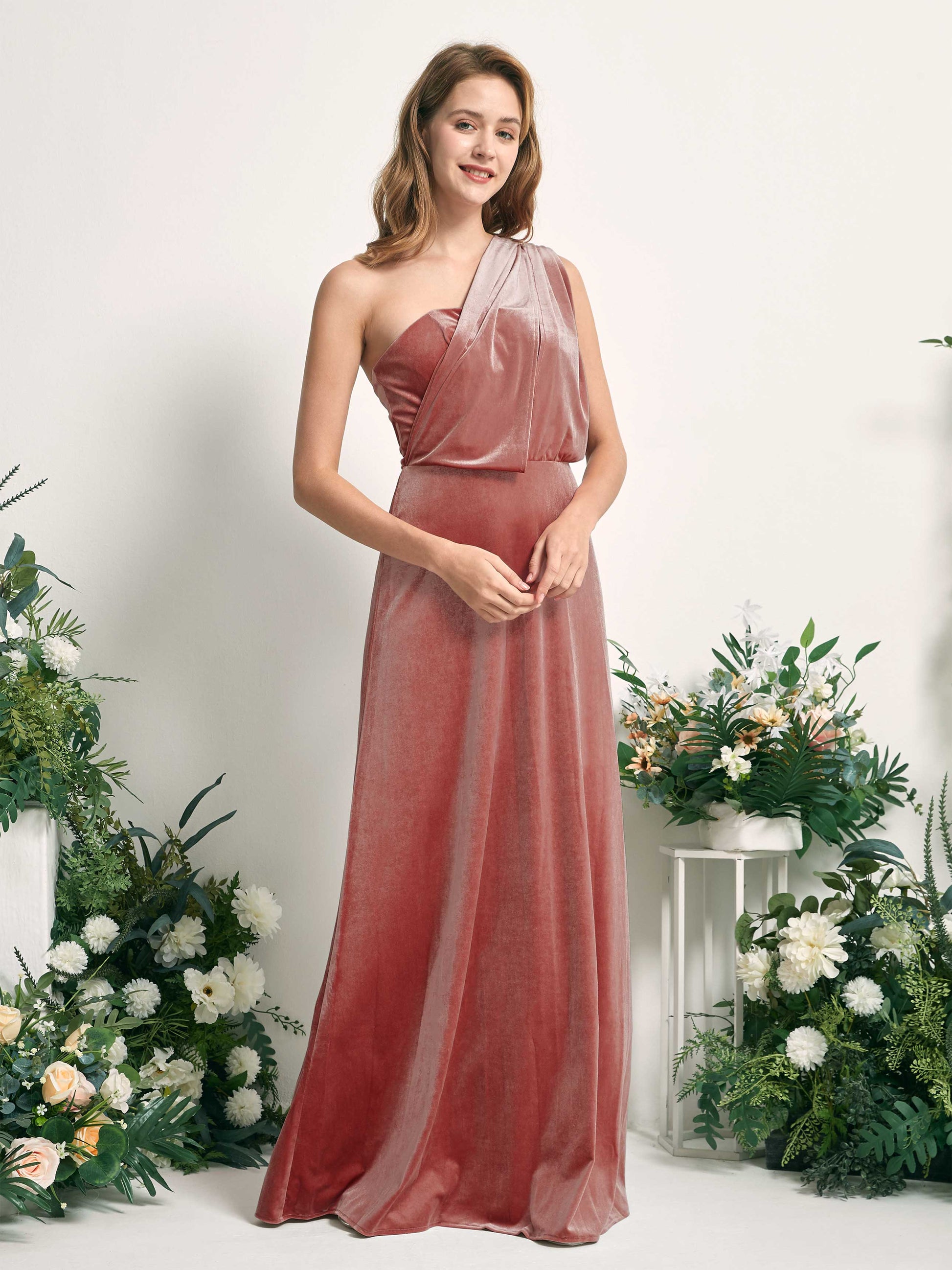 Prima Dusty Rose Velvet Sleeveless Maxi Dress