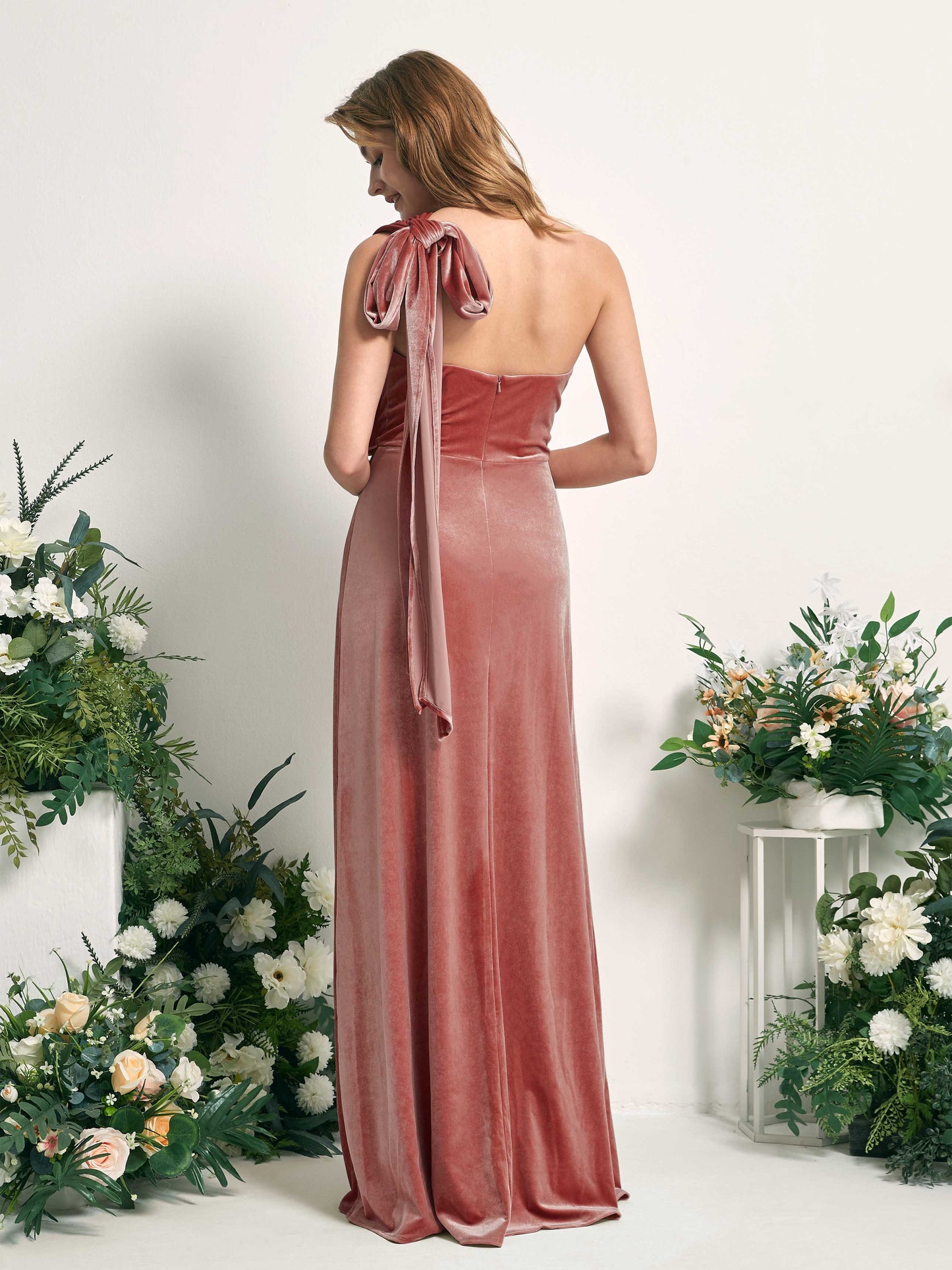 Prima Dusty Rose Velvet Sleeveless Maxi Dress