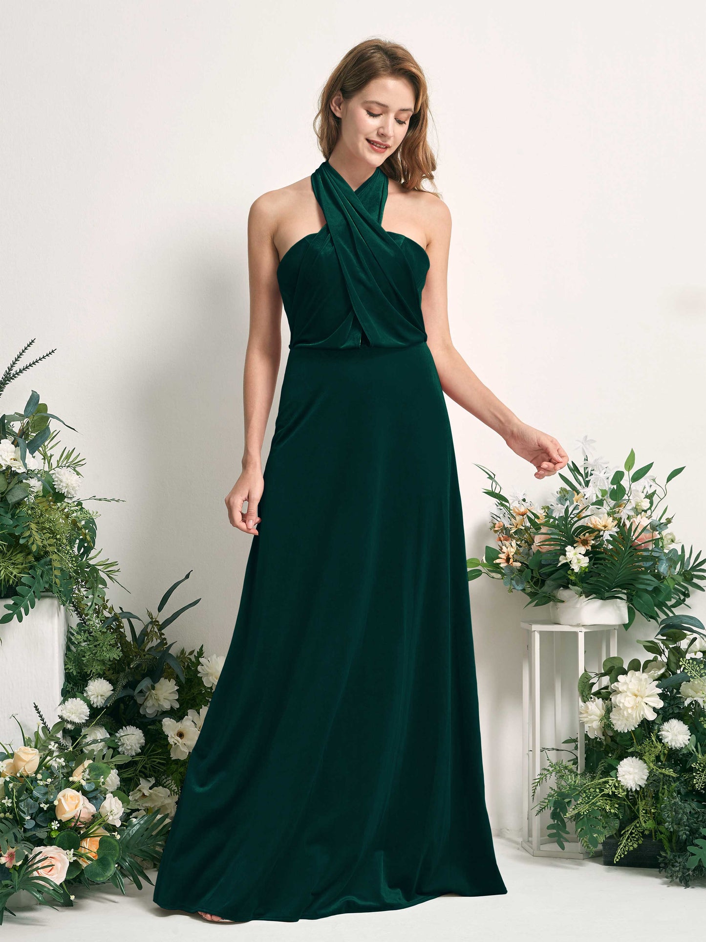 Prima Hunter Green Velvet Sleeveless Maxi Dress