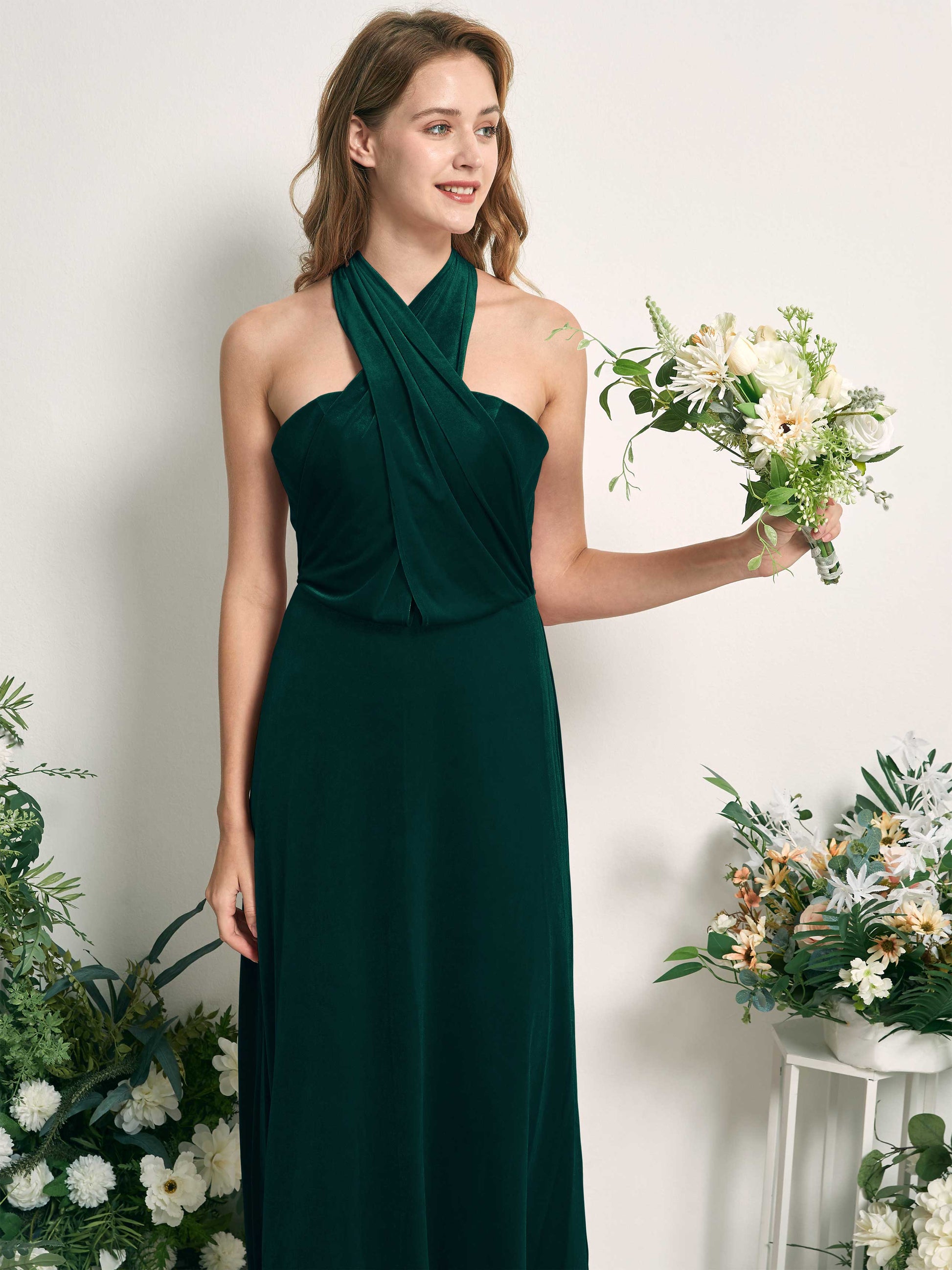 Prima Hunter Green Velvet Sleeveless Maxi Dress