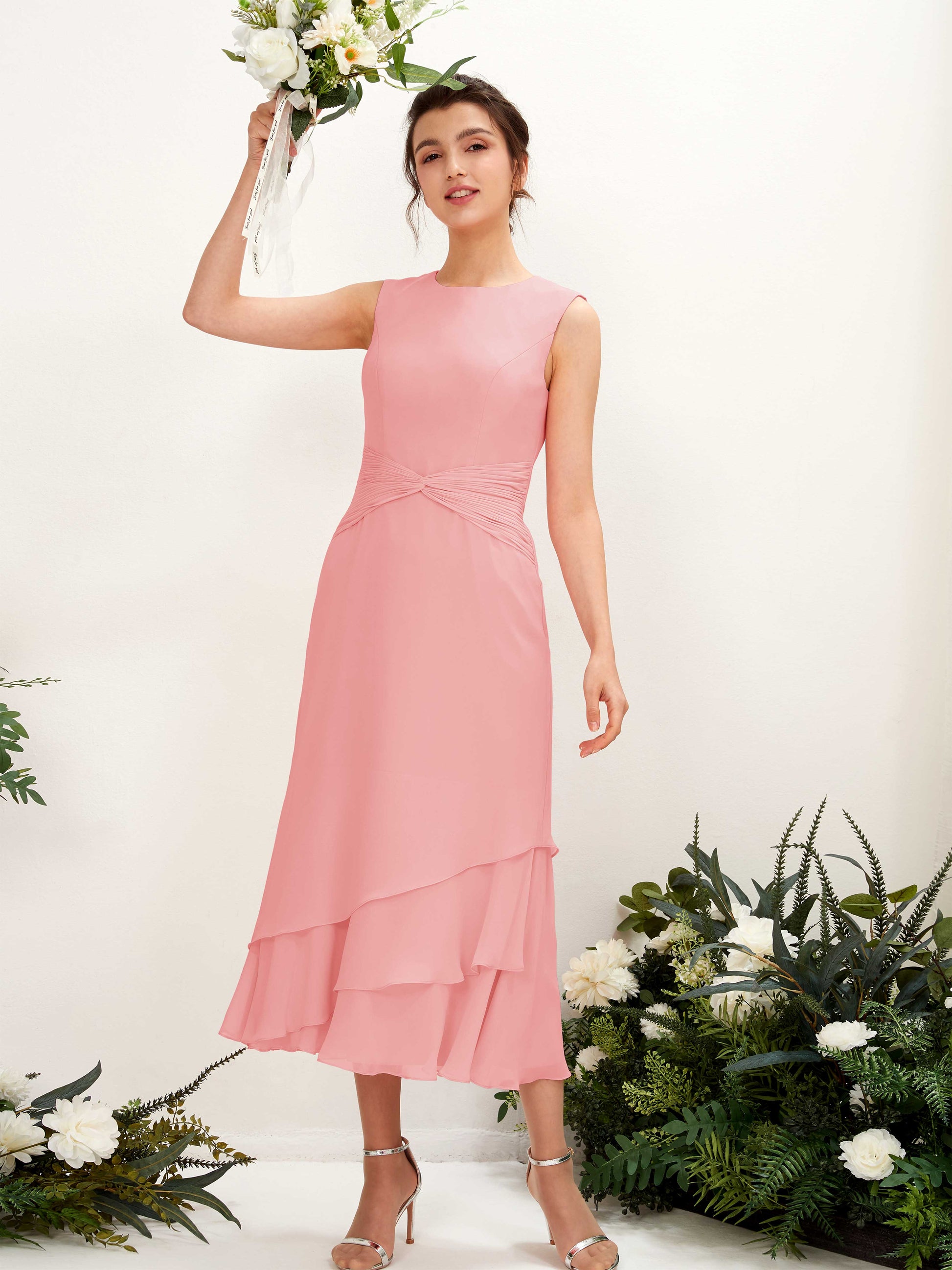 Raina Ballet Pink Sleeveless Midi Dress