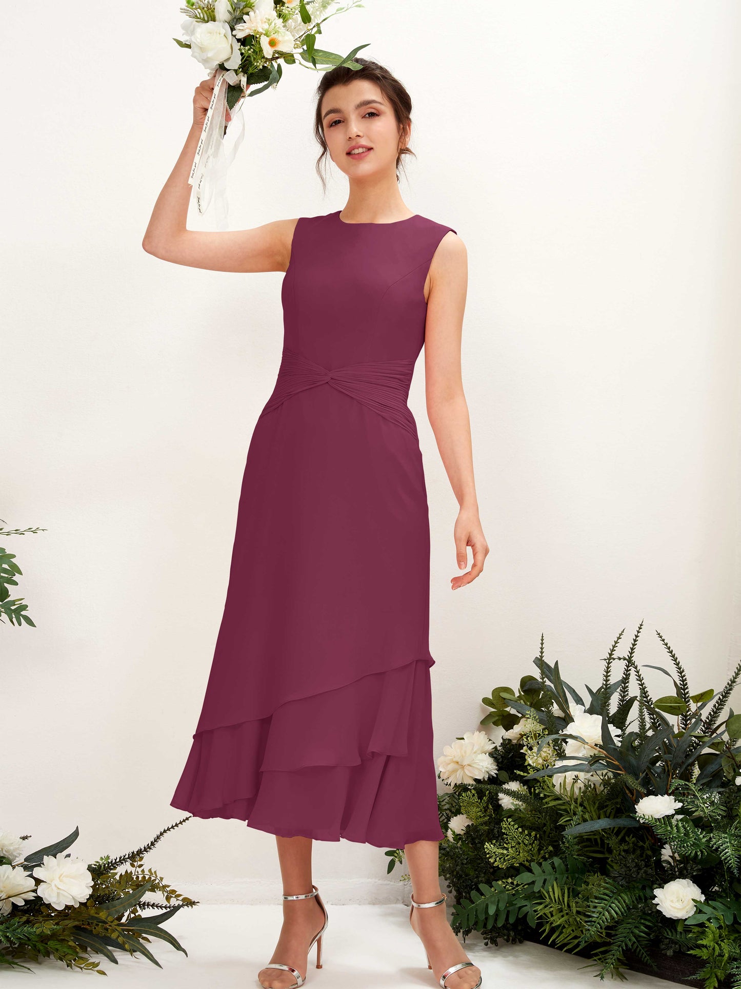 Raina Chianti Sleeveless Midi Dress