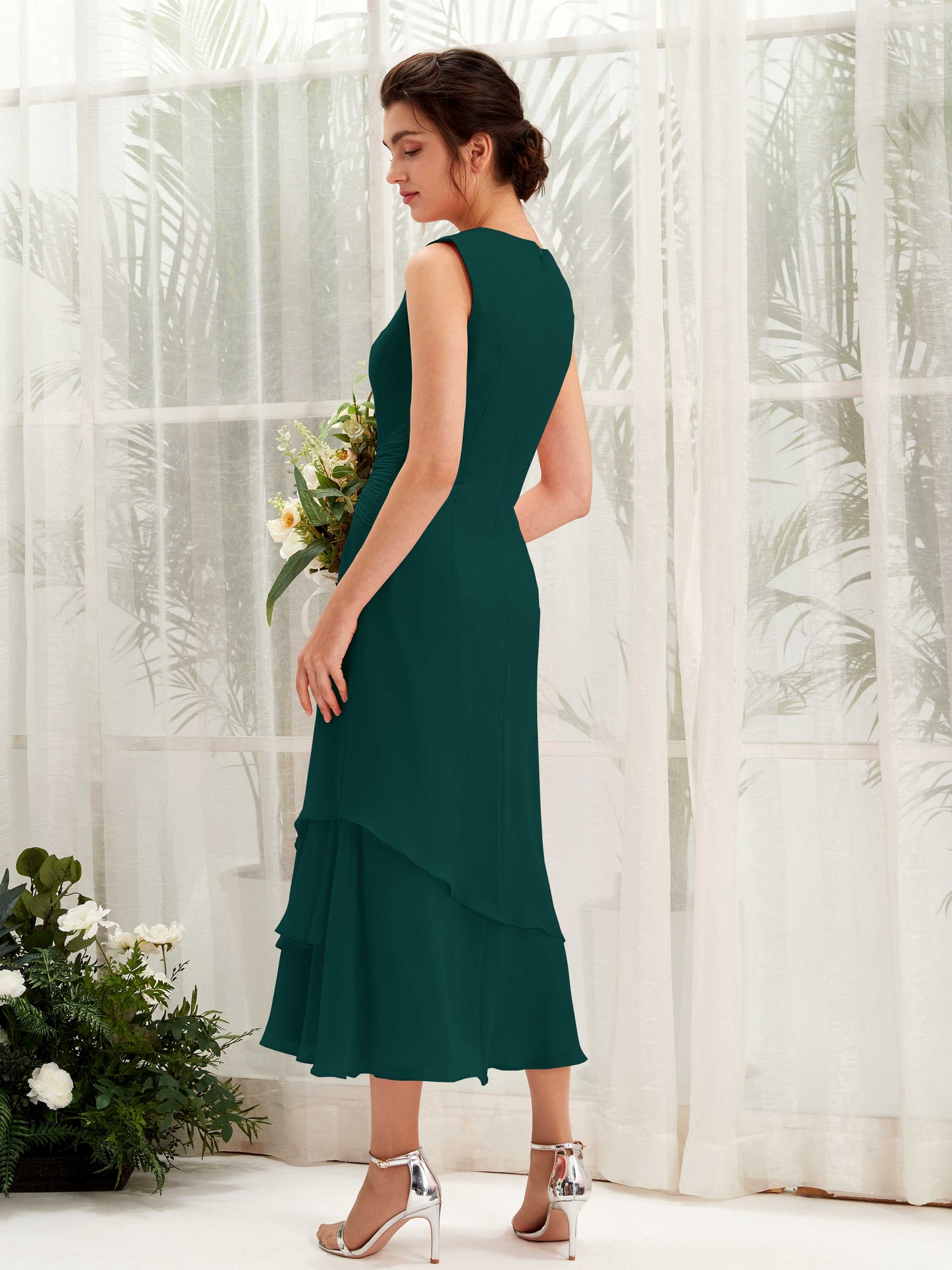 Raina Dark Emerald Sleeveless Midi Dress