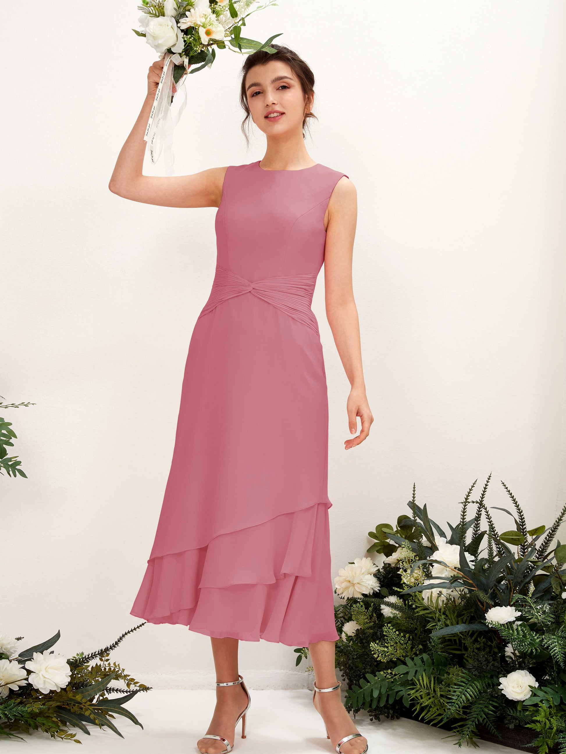 Raina Desert Rose Sleeveless Midi Dress