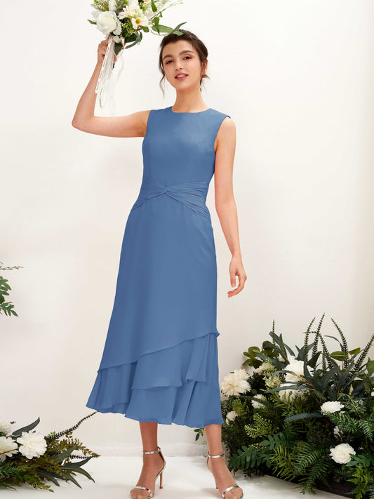 Raina Dusty Blue Sleeveless Midi Dress