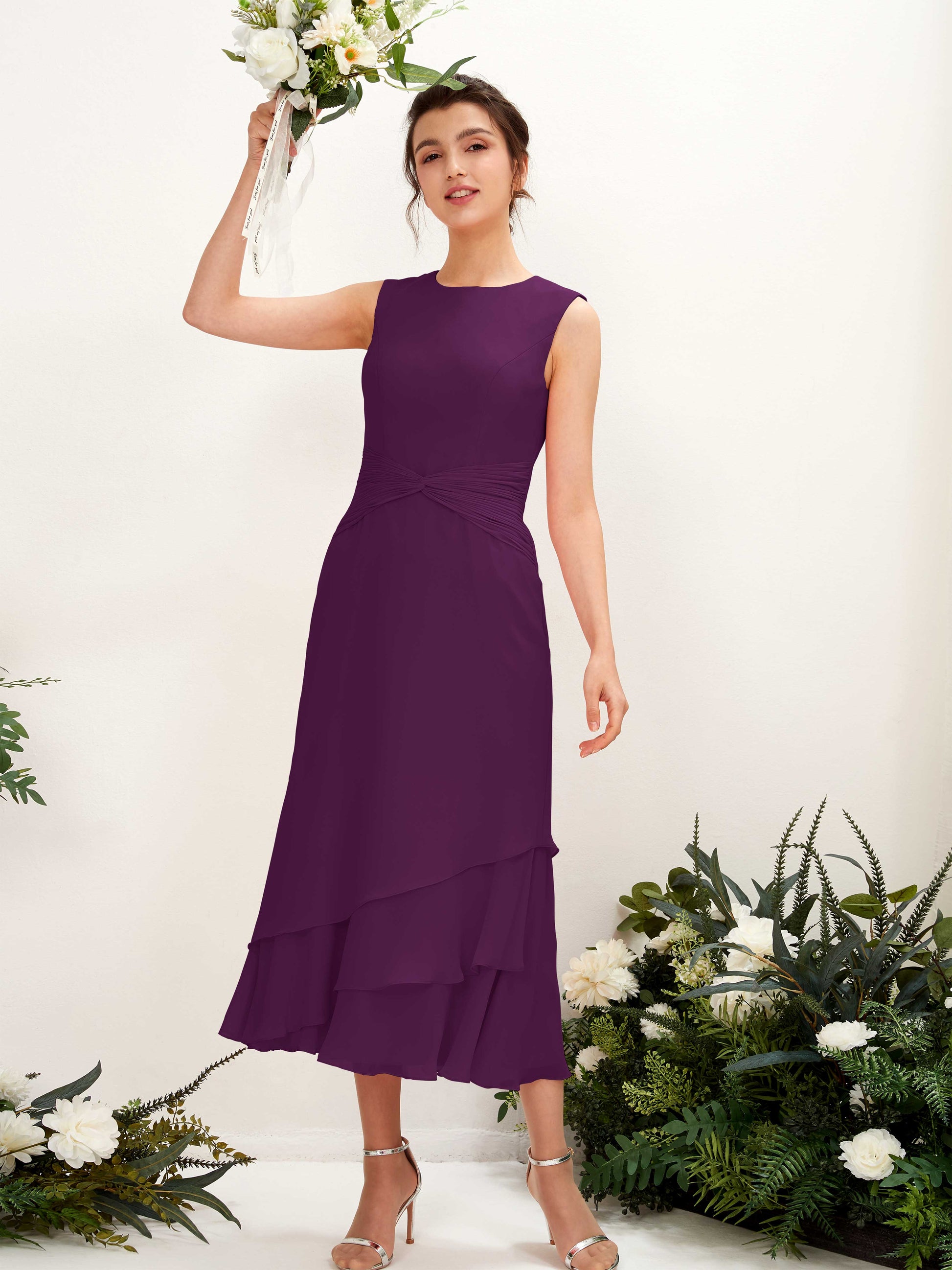 Raina Grape Sleeveless Midi Dress