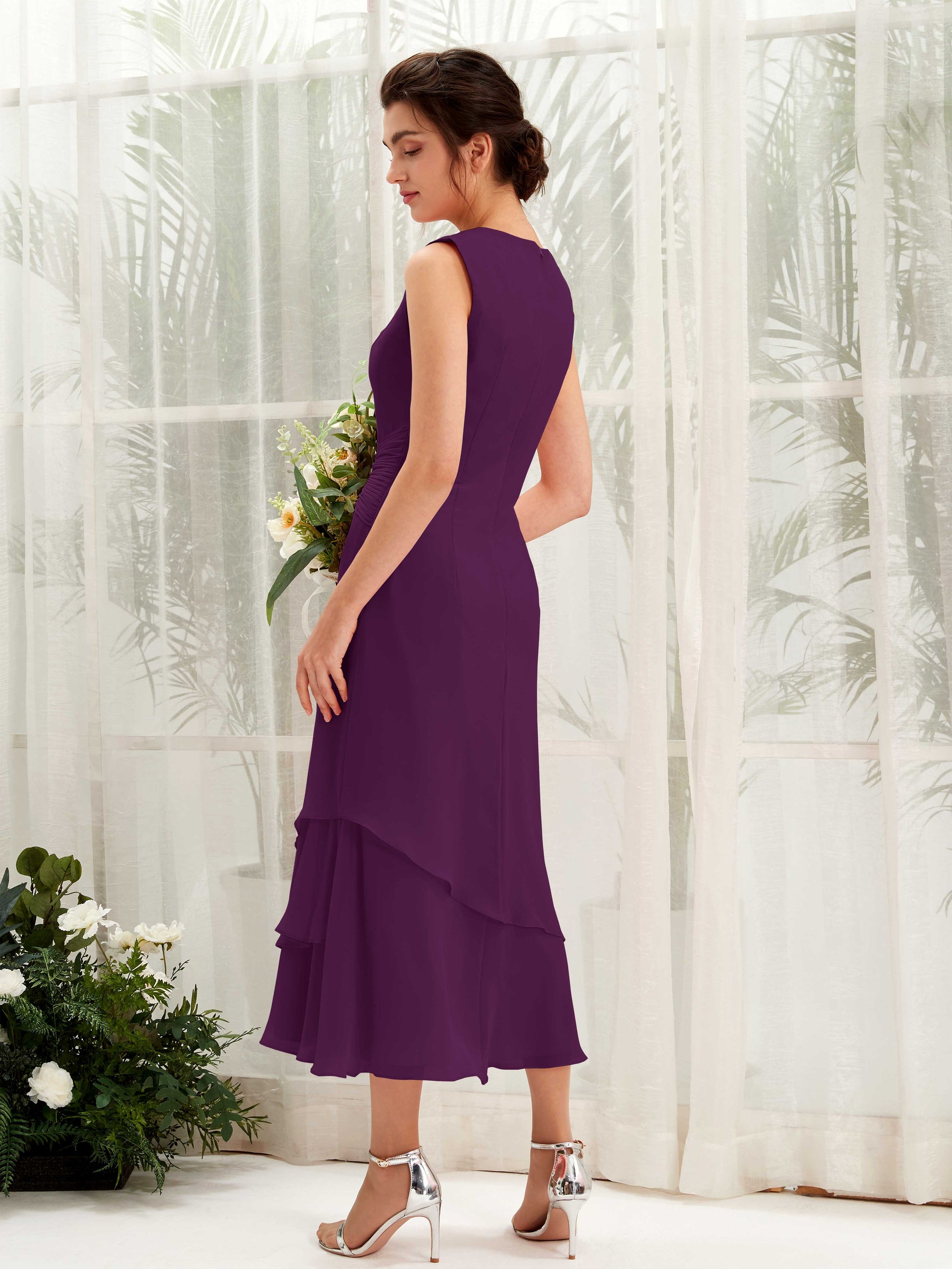 Raina Grape Sleeveless Midi Dress