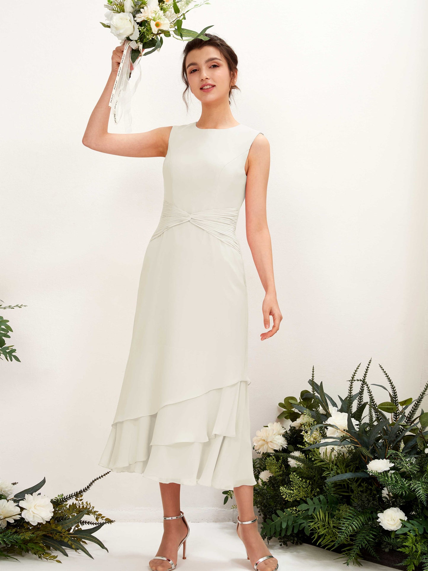 Raina Ivory Sleeveless Midi Dress