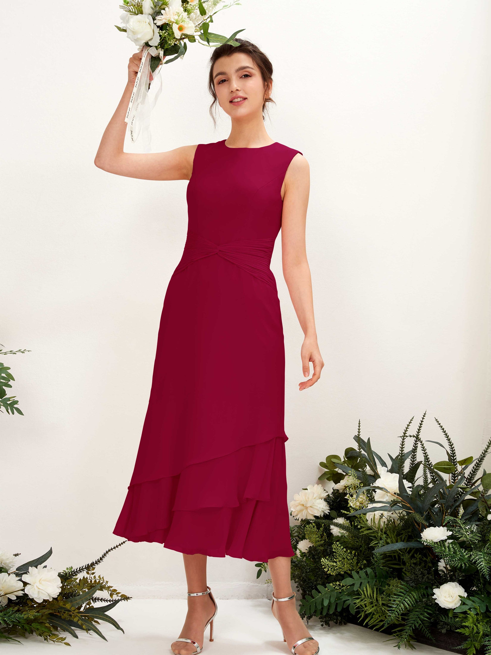 Raina Jester Red Sleeveless Midi Dress