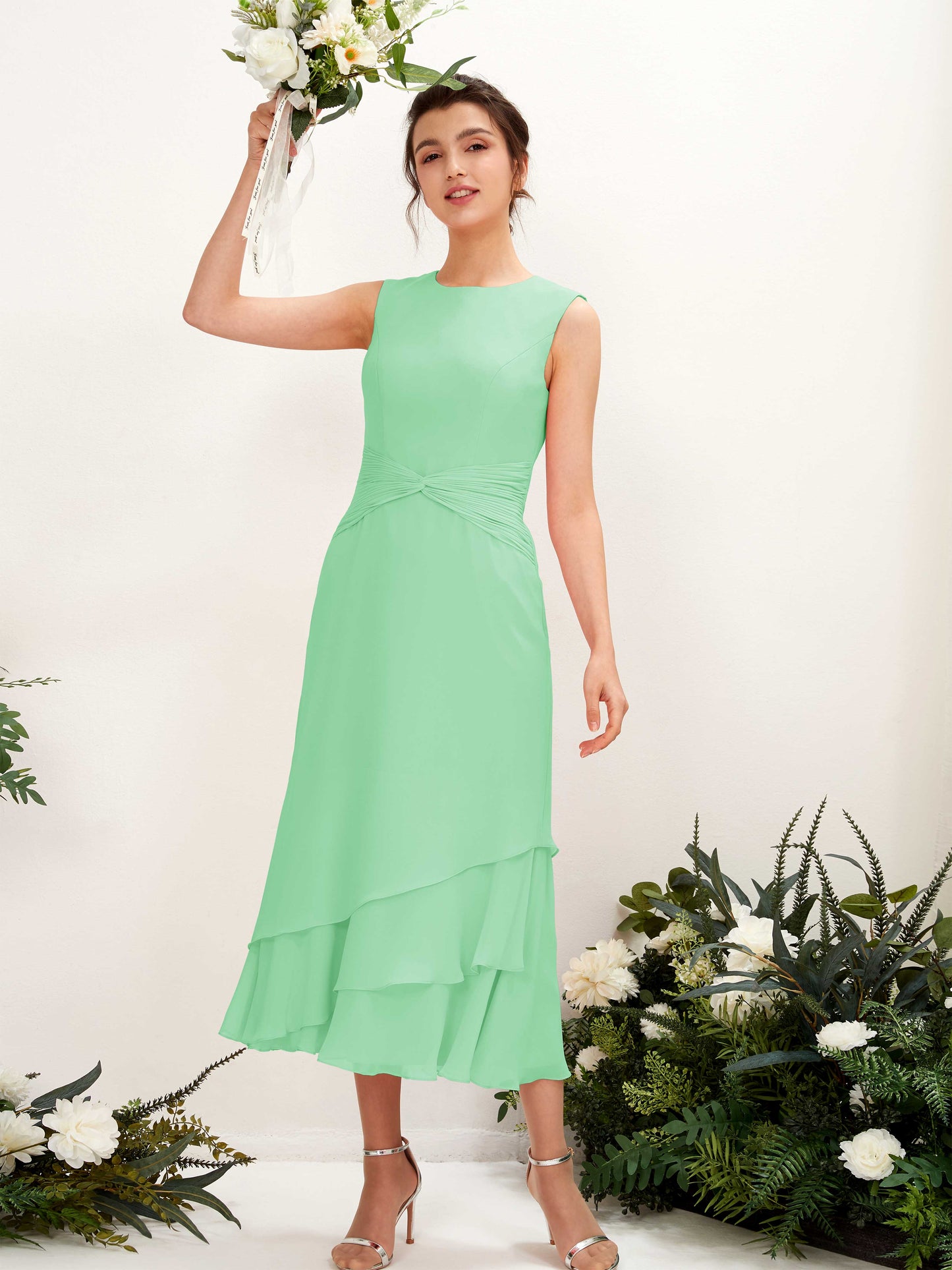 Raina Mint Green Sleeveless Midi Dress