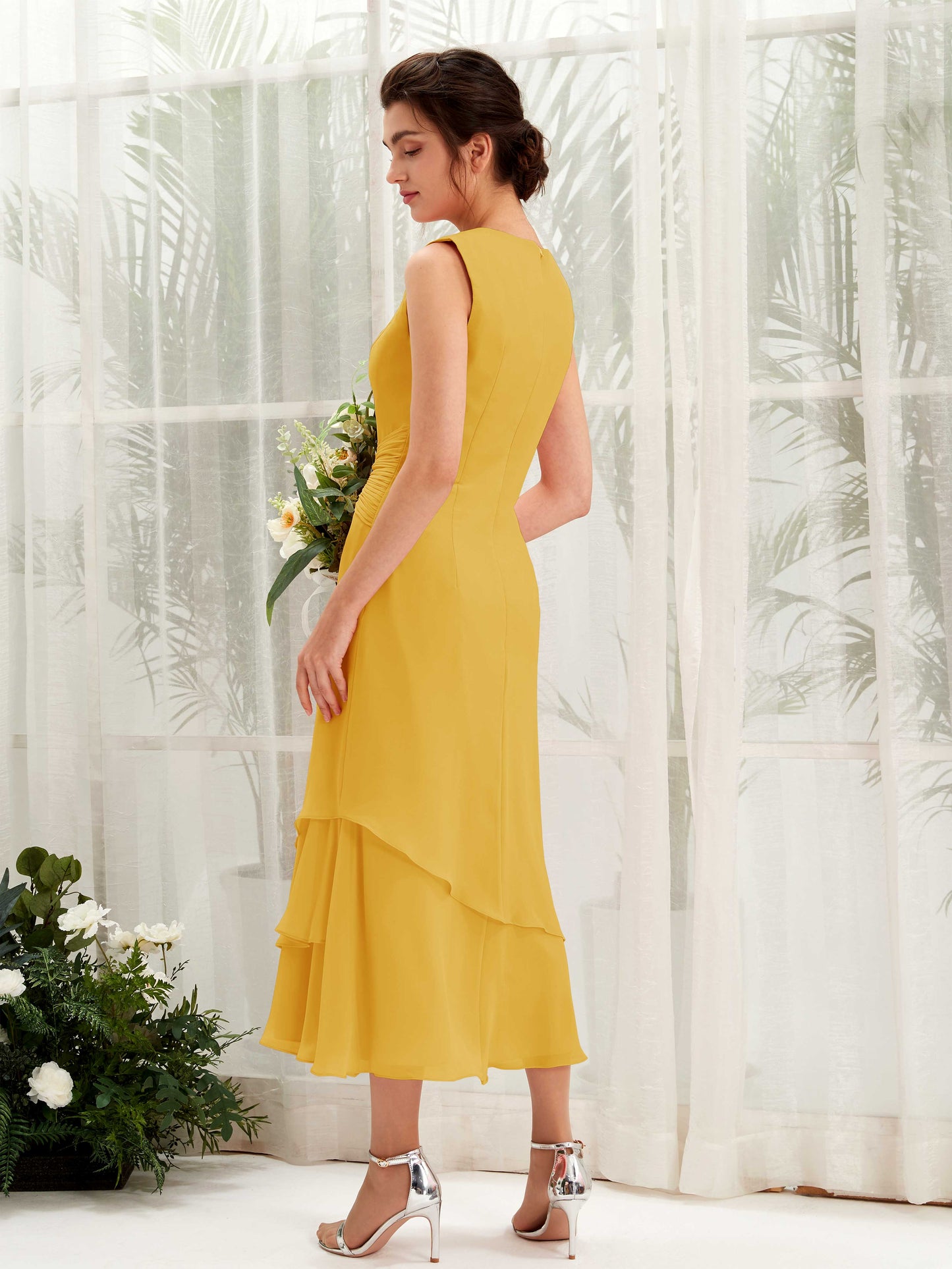 Raina Mustard Yellow Sleeveless Midi Dress