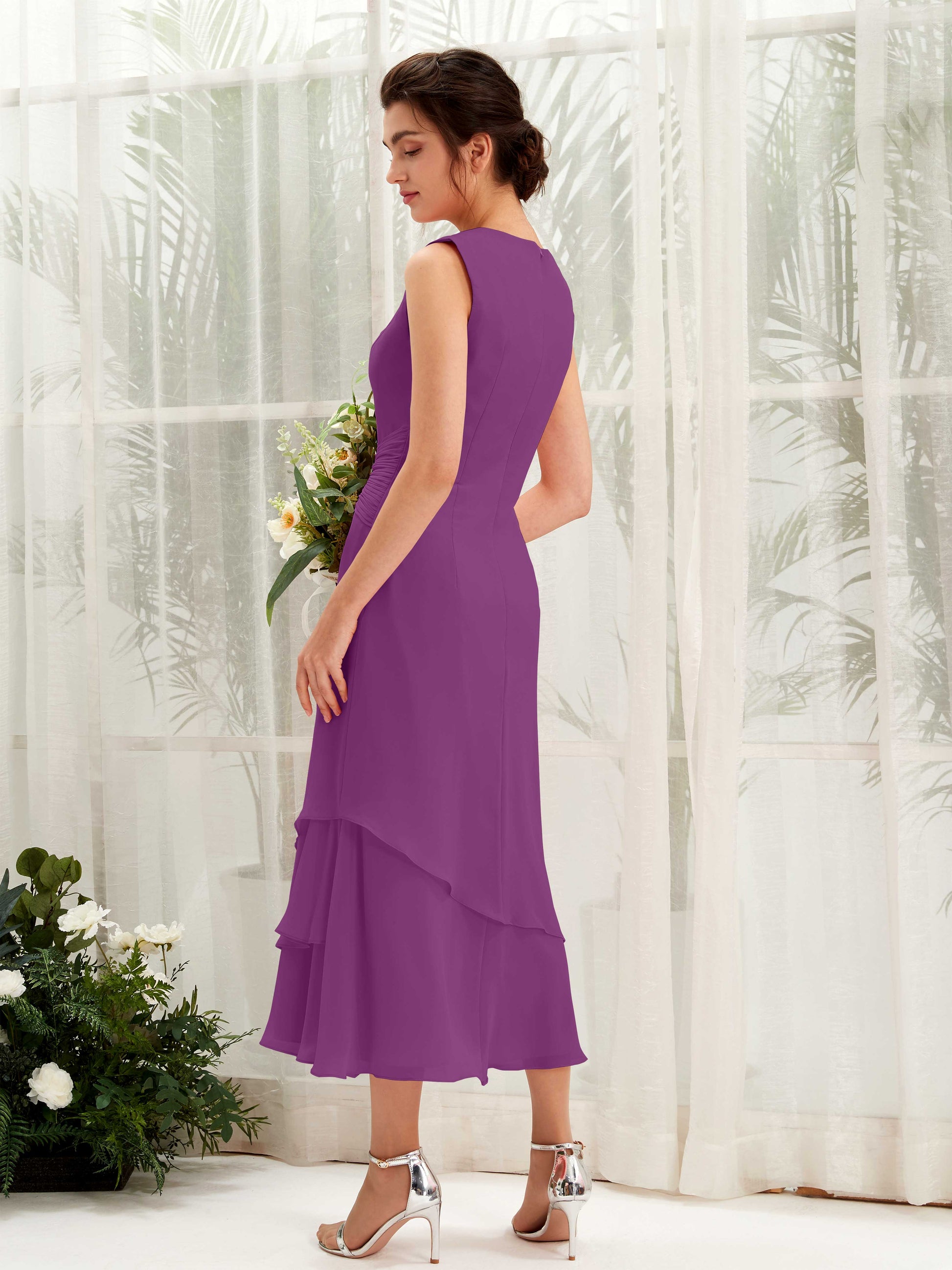 Raina Purple Sleeveless Midi Dress