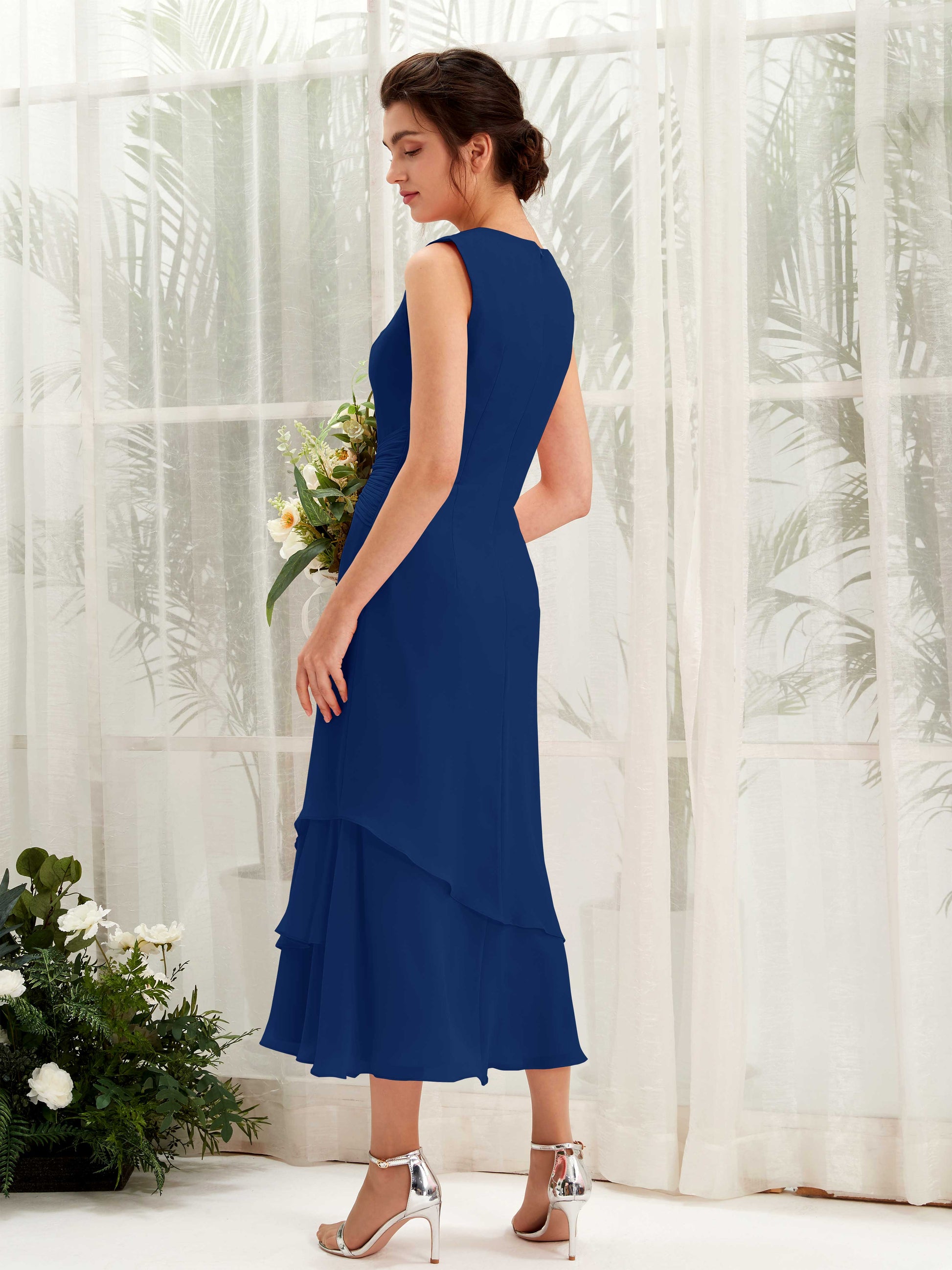 Raina Royal Blue Sleeveless Midi Dress