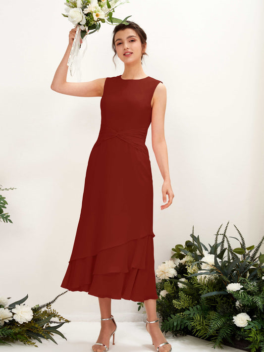 Raina Rust Sleeveless Midi Dress