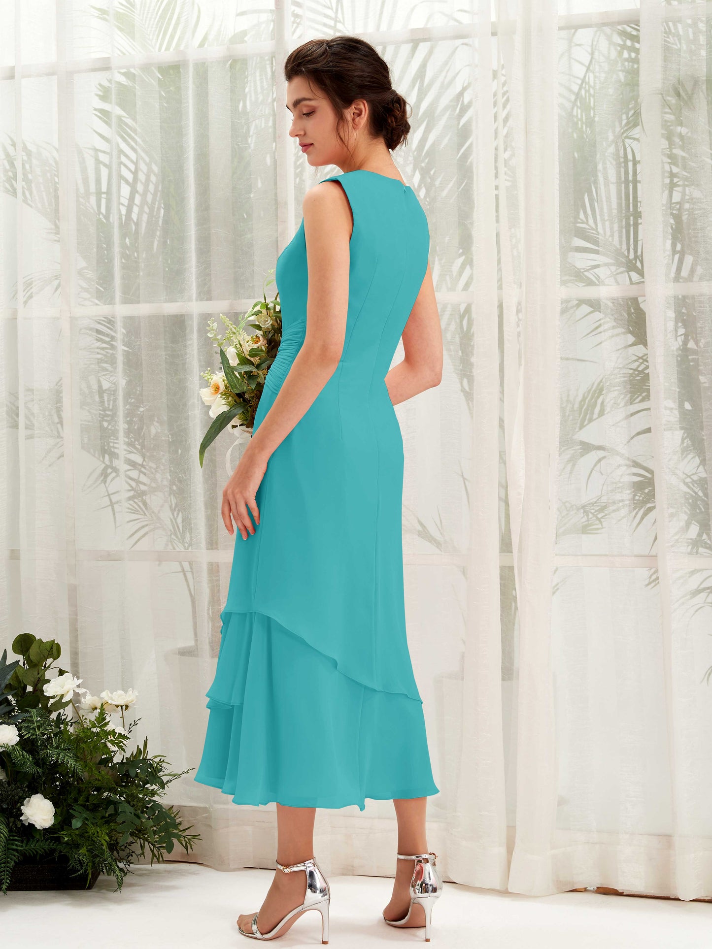 Raina Turquoise Sleeveless Midi Dress