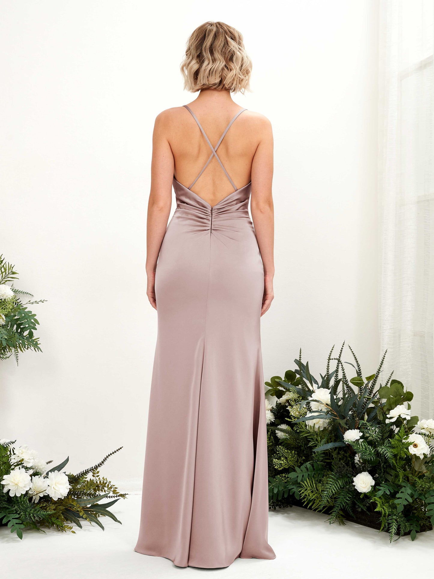 Regina Dusty Rose Satin Sleeveless Maxi Dress