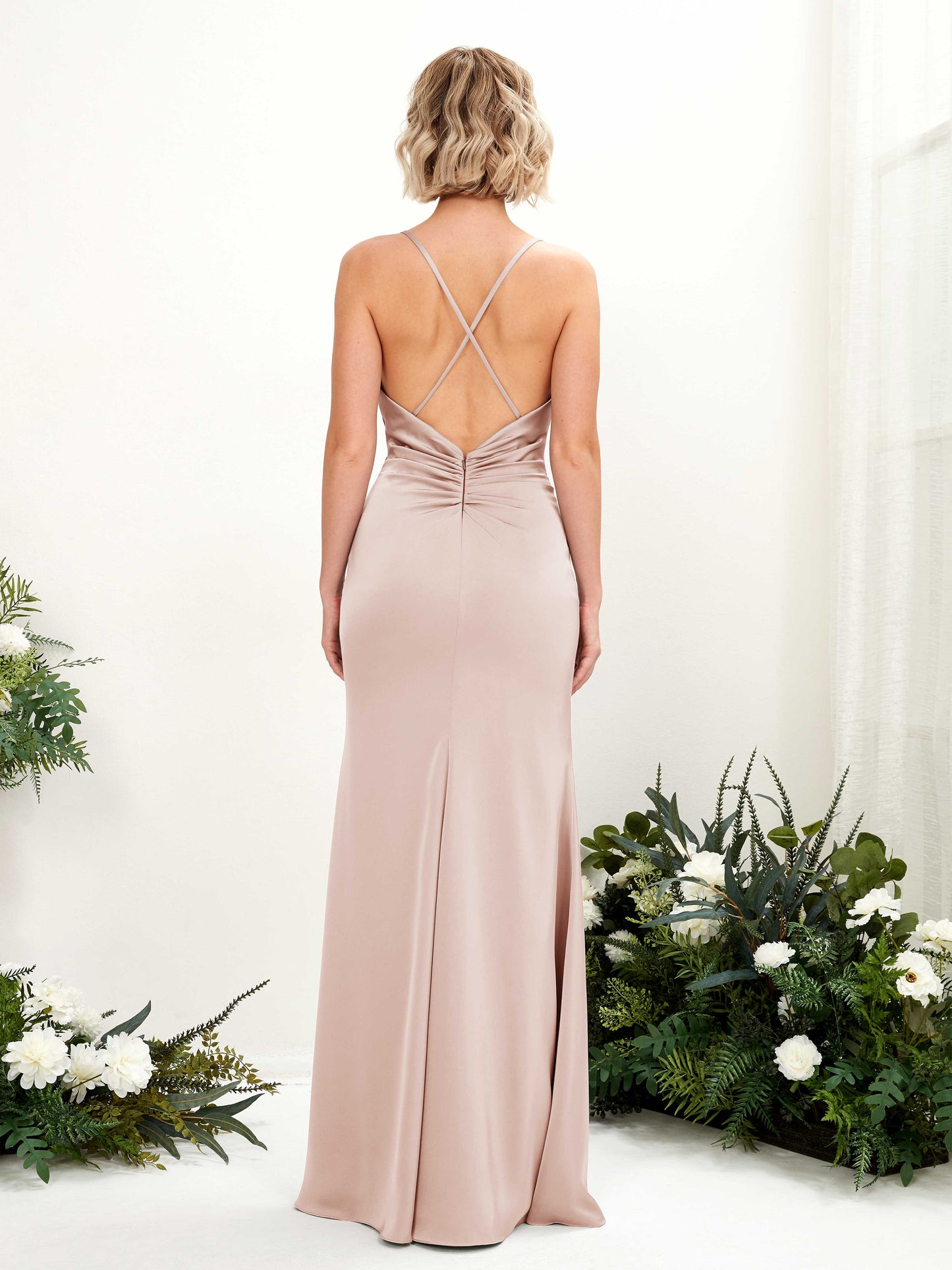 Regina Pearl Pink Satin Sleeveless Maxi Dress