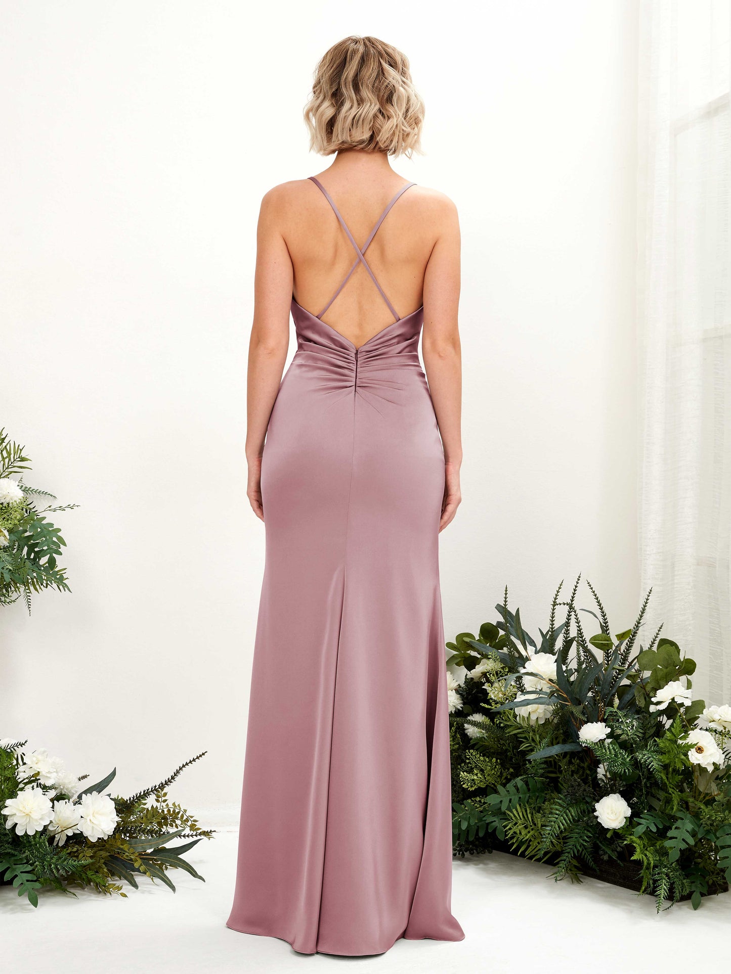 Regina Rose Quartz Satin Sleeveless Maxi Dress