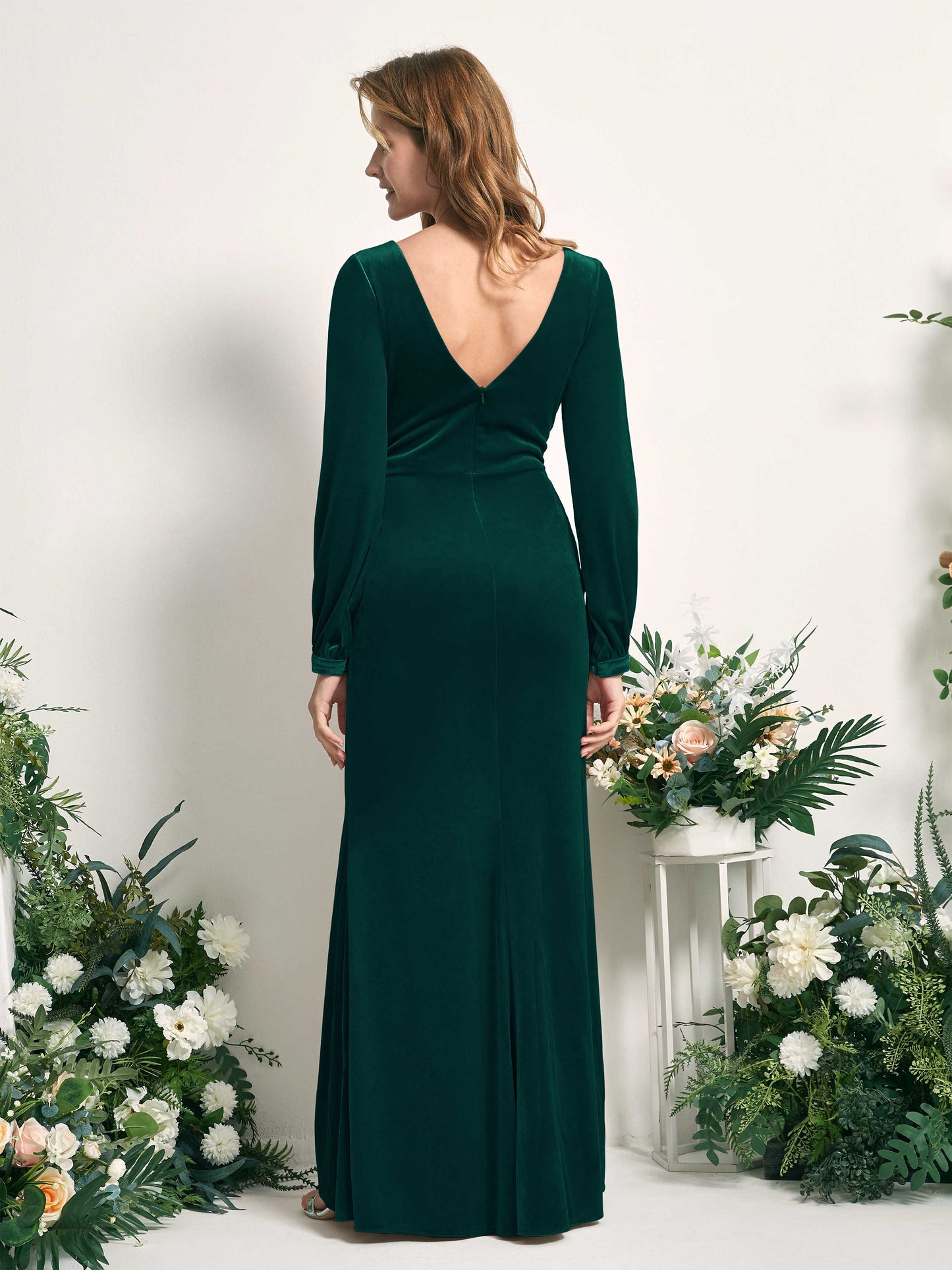 Renata Hunter Green Velvet Long Sleeve Maxi Dress