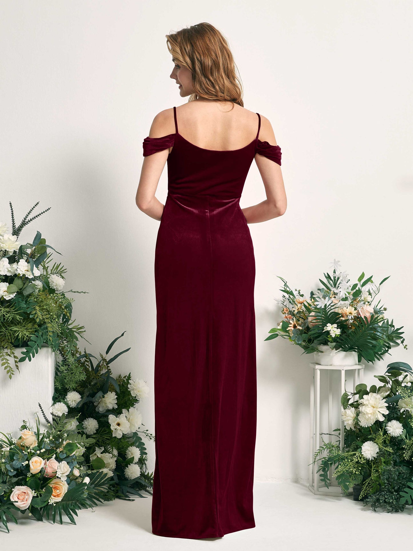 Salome Burgundy Velvet Sleeveless Maxi Dress