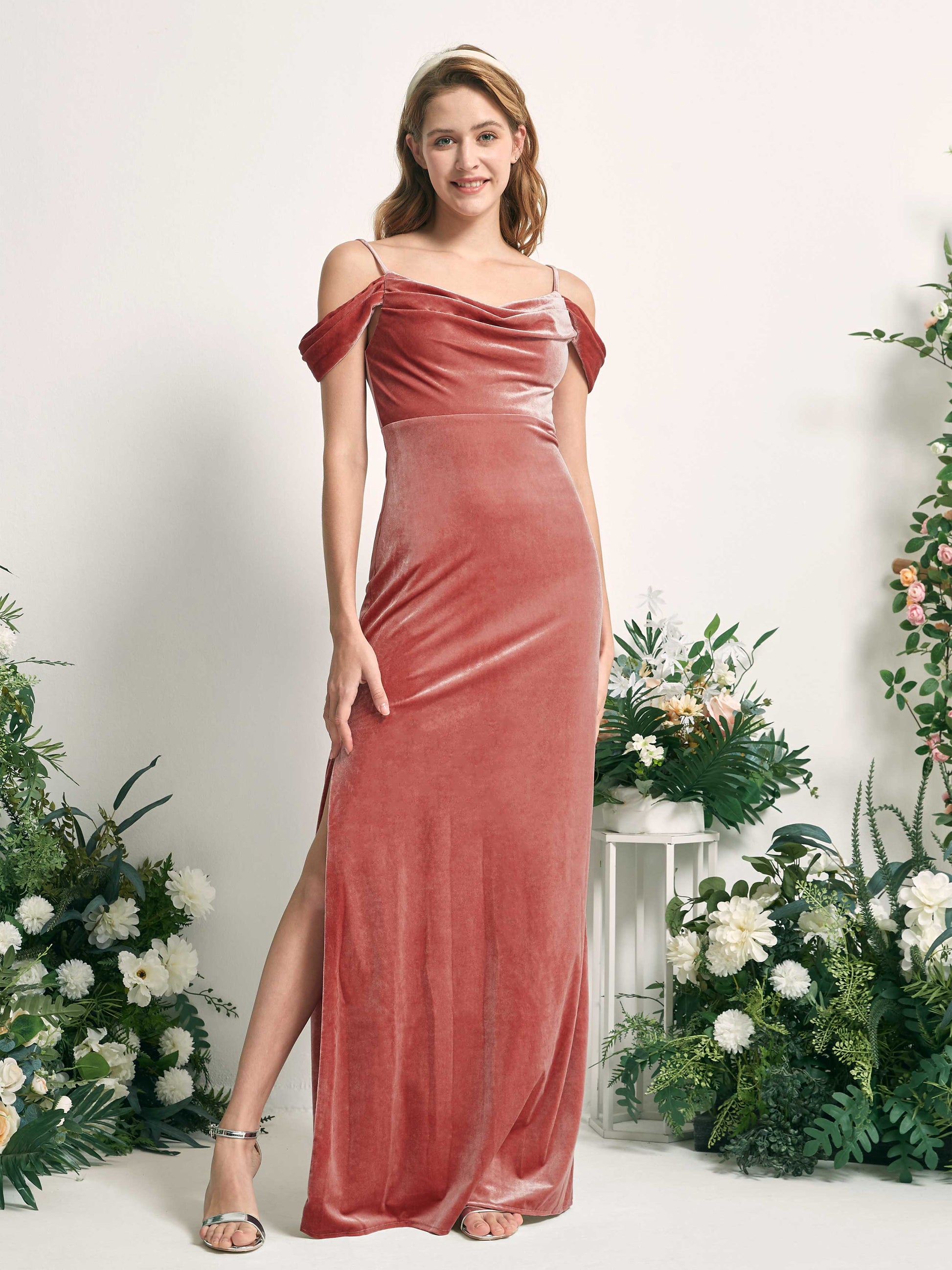 Salome Dusty Rose Velvet Sleeveless Maxi Dress