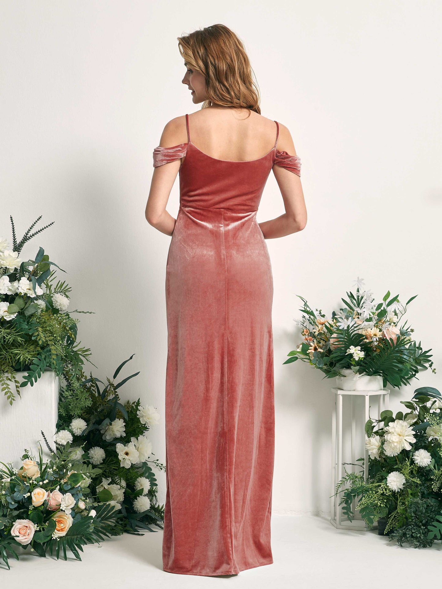 Salome Dusty Rose Velvet Sleeveless Maxi Dress