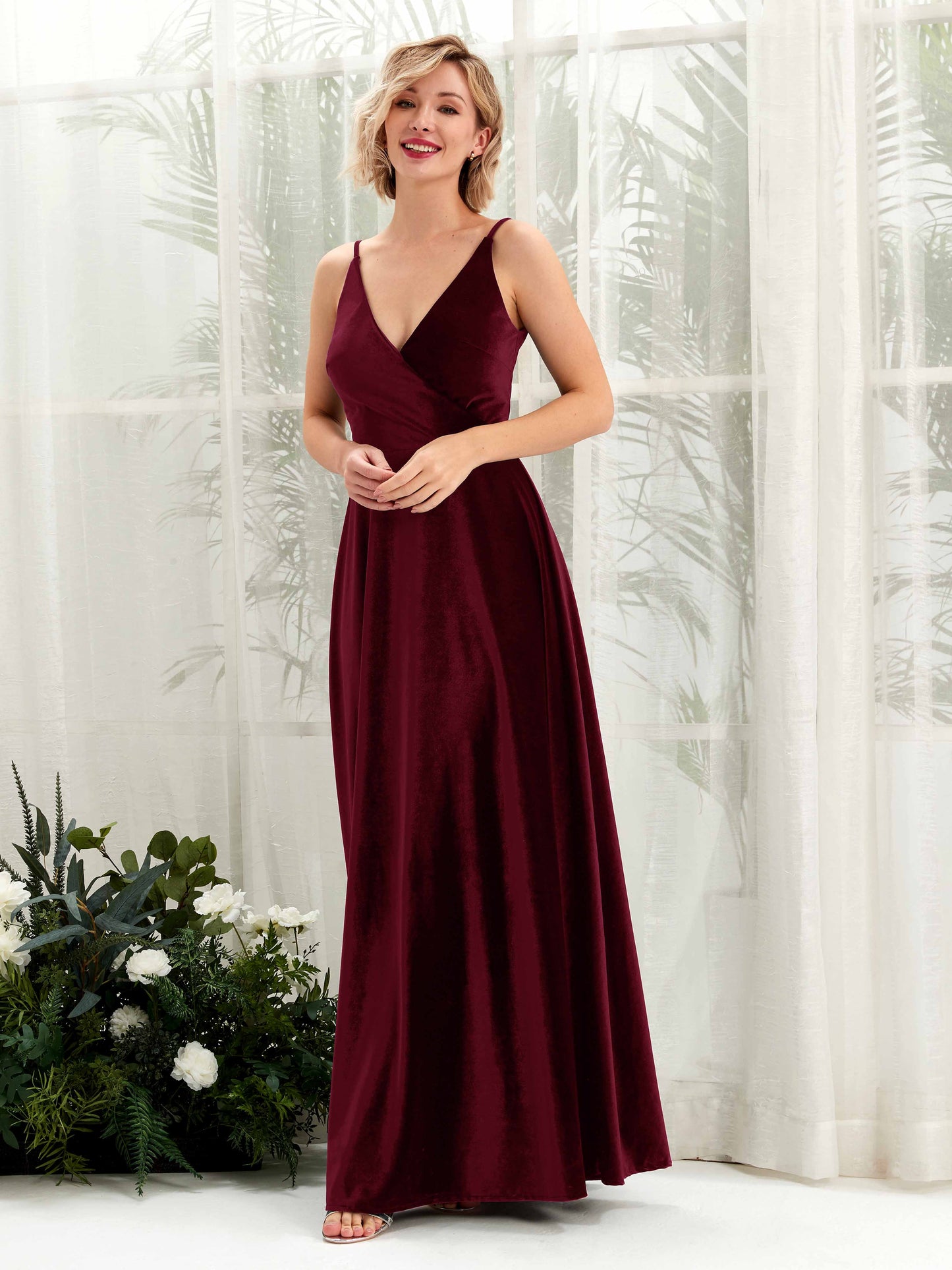 Sheila Burgundy Velvet Sleeveless Maxi Dress