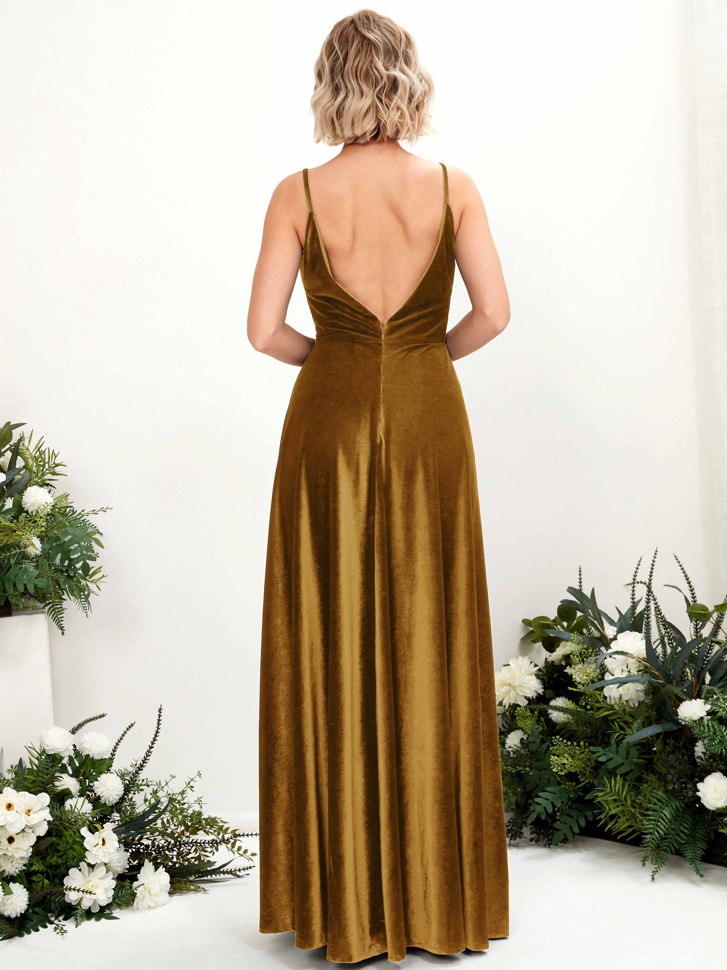 Sheila Burnished Gold Velvet Sleeveless Maxi Dress