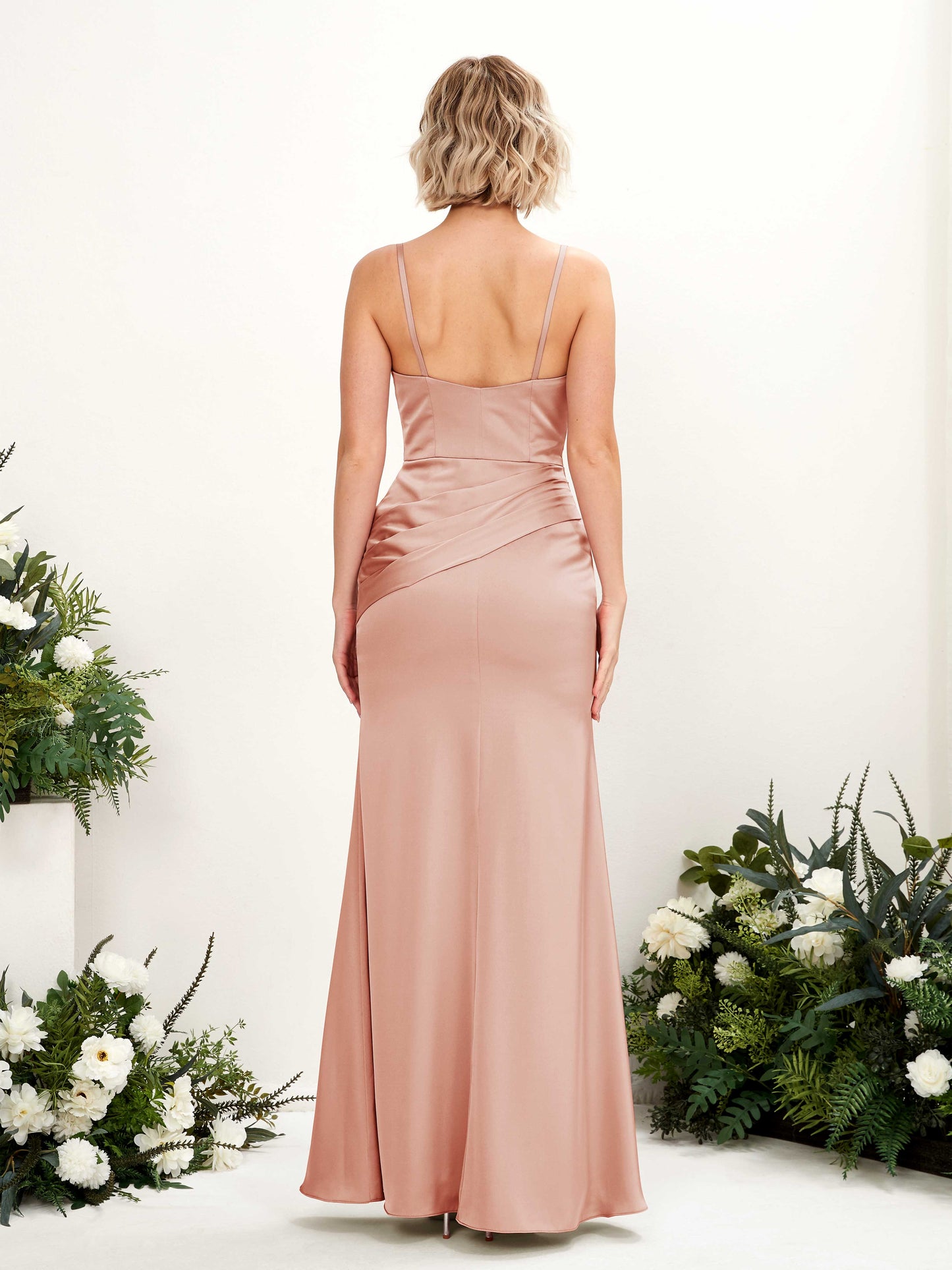 Shirley Cantaloupe Satin Sleeveless Maxi Dress