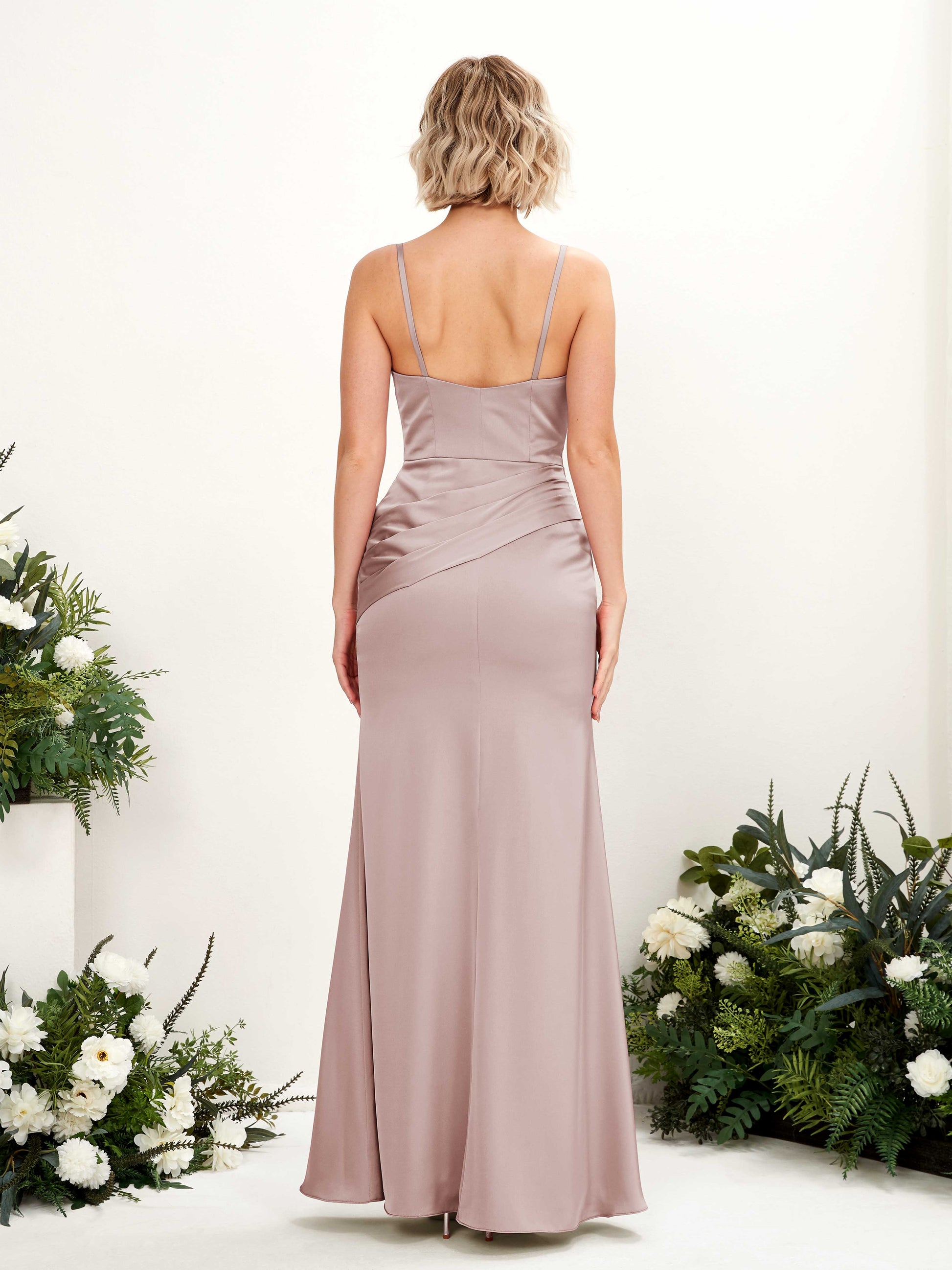 Shirley Dusty Rose Satin Sleeveless Maxi Dress