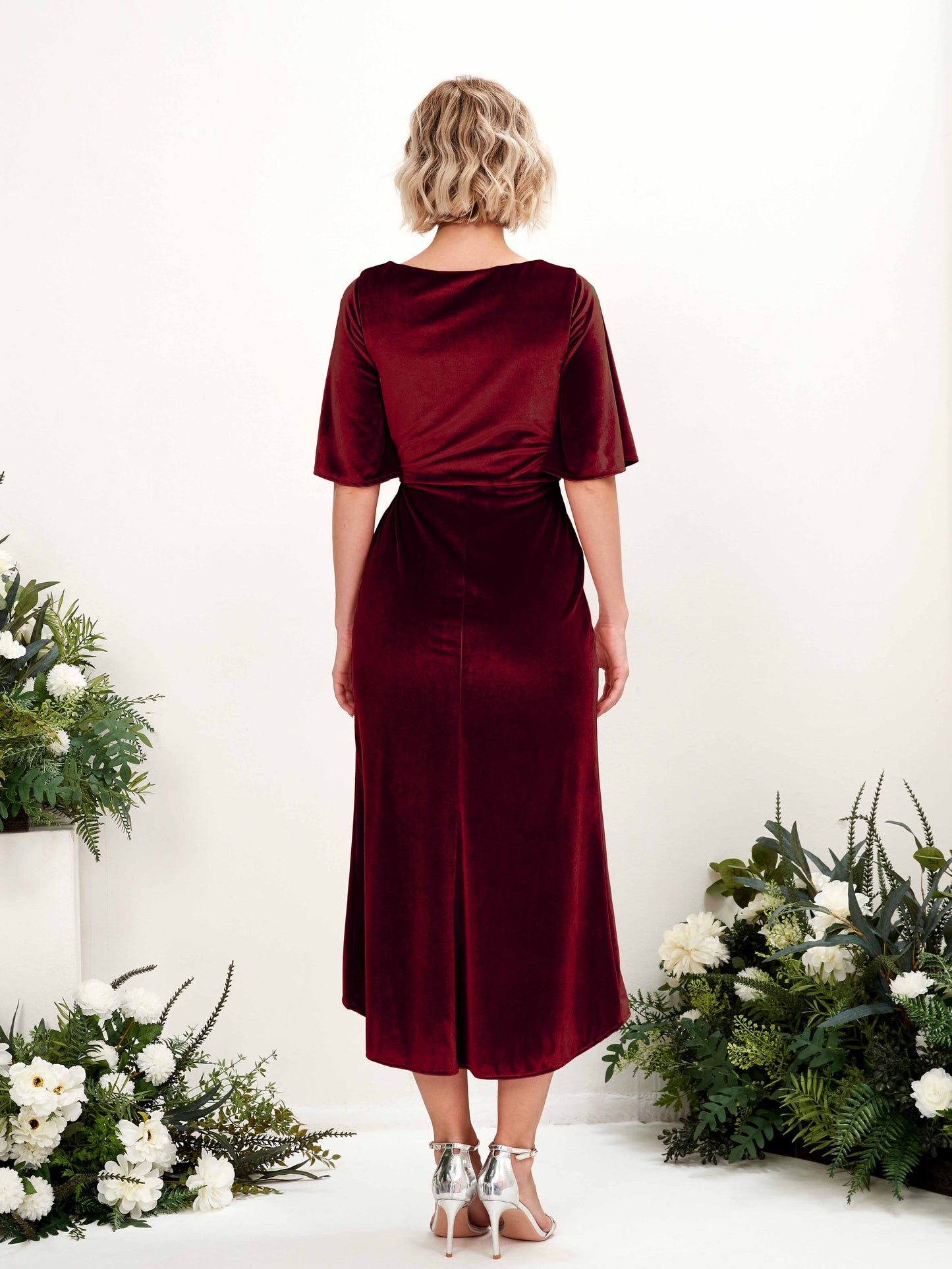 Susie Burgundy Velvet Midi Dress