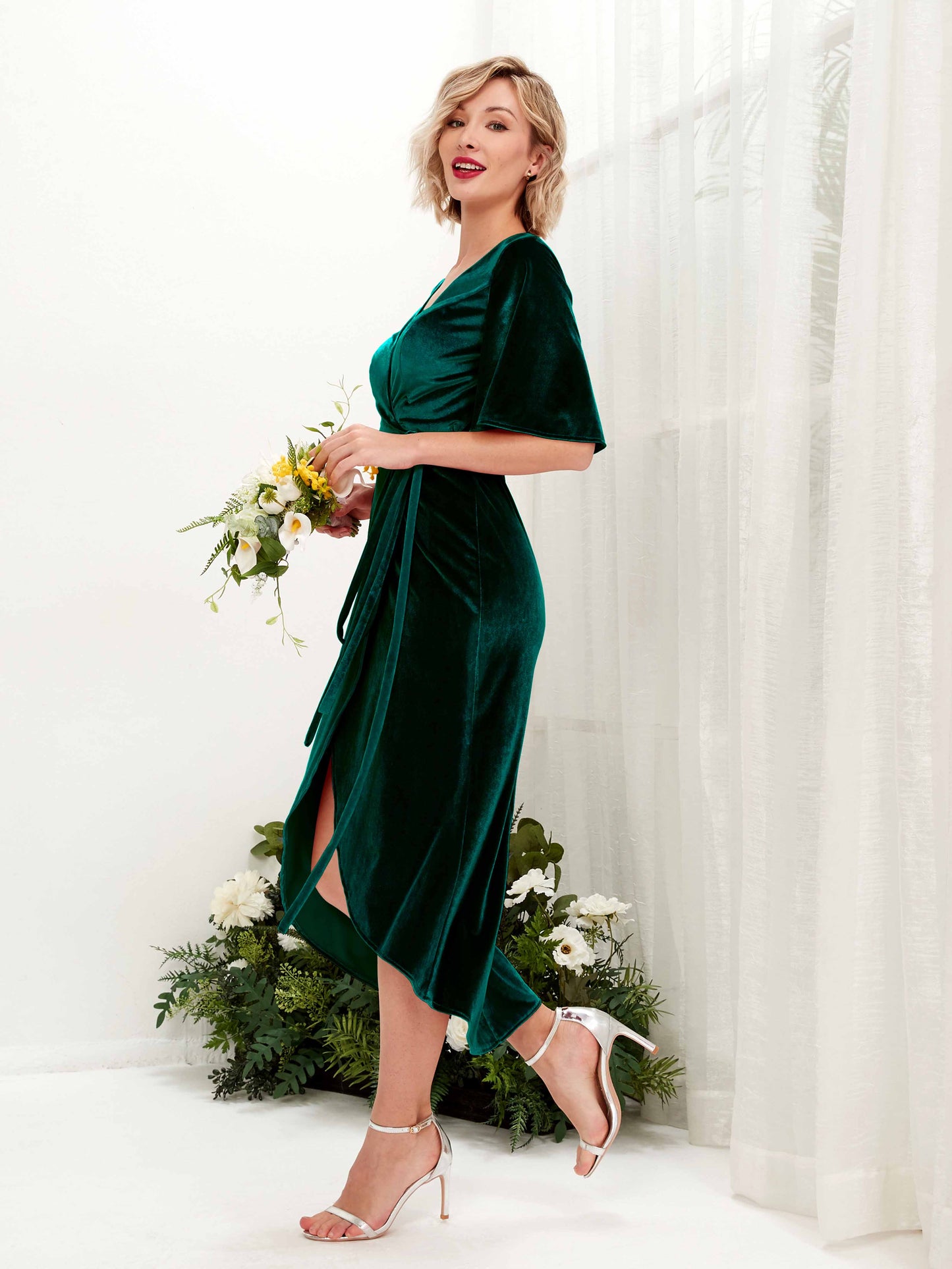 Susie Hunter Green Velvet Midi Dress