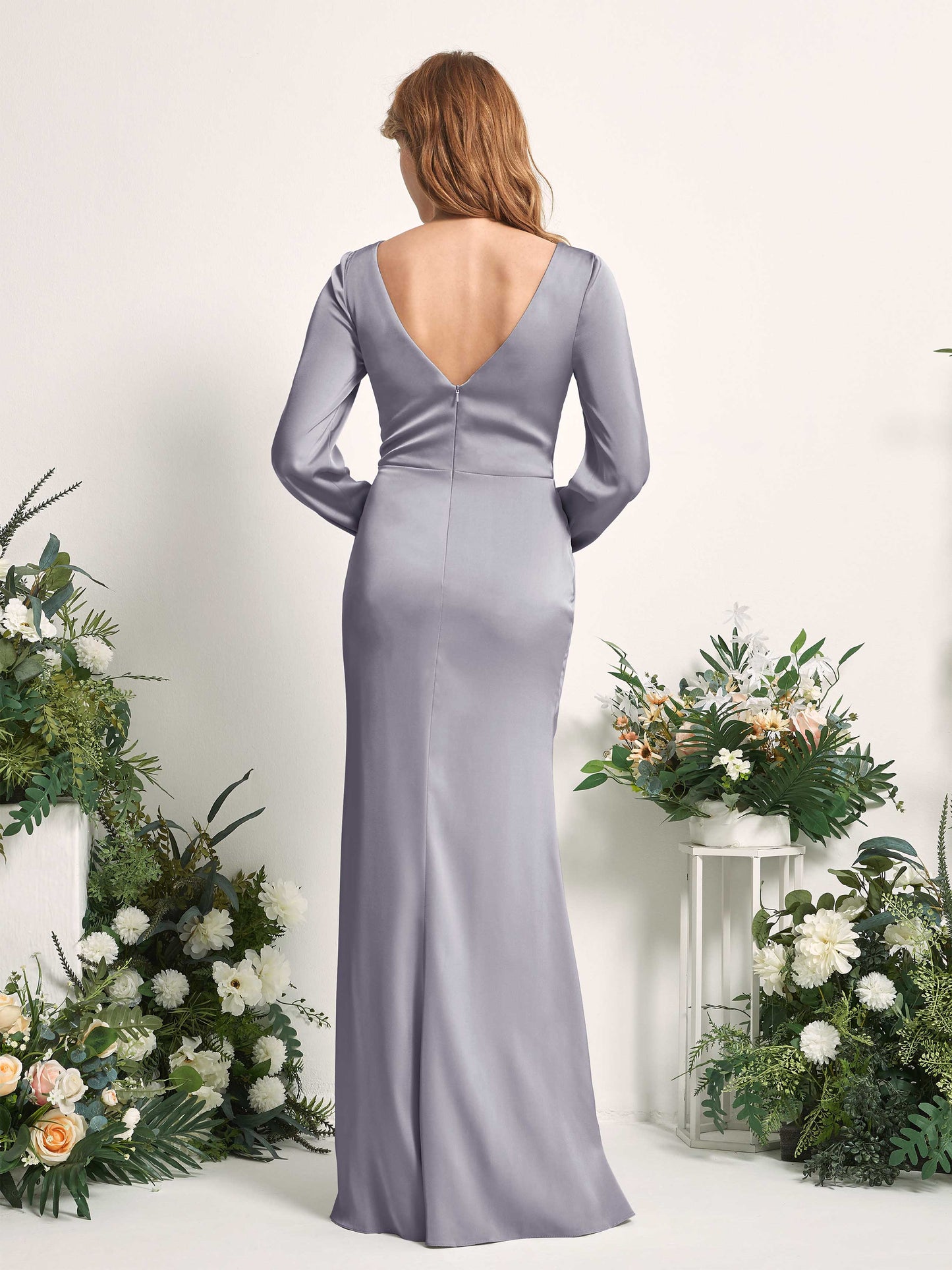 Taylor Purple Haze Satin Long Sleeve Maxi Dress